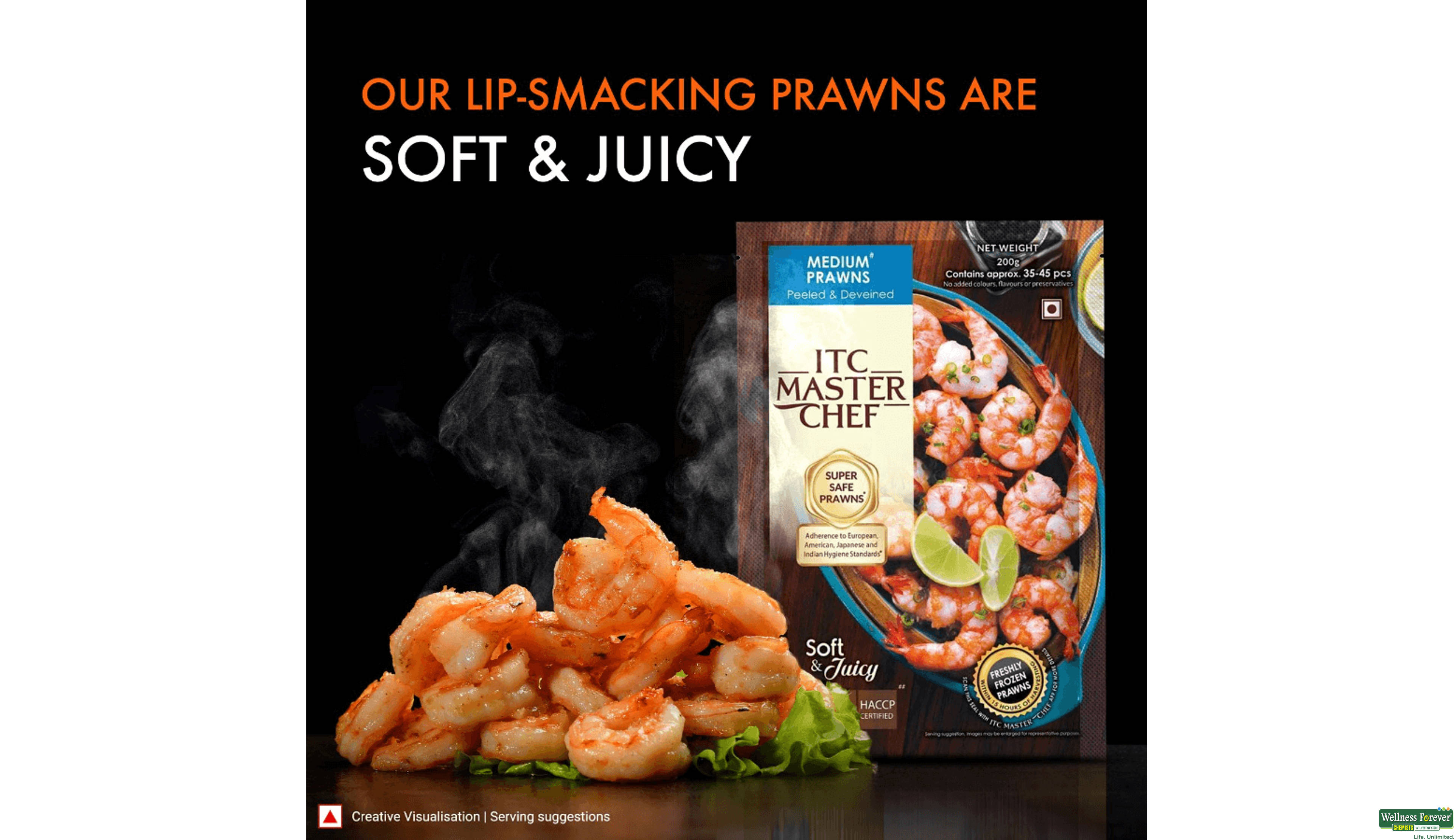 ITC MASTER CHEF MEDIUM PRAWNS 200GM- 3, 200GM, null