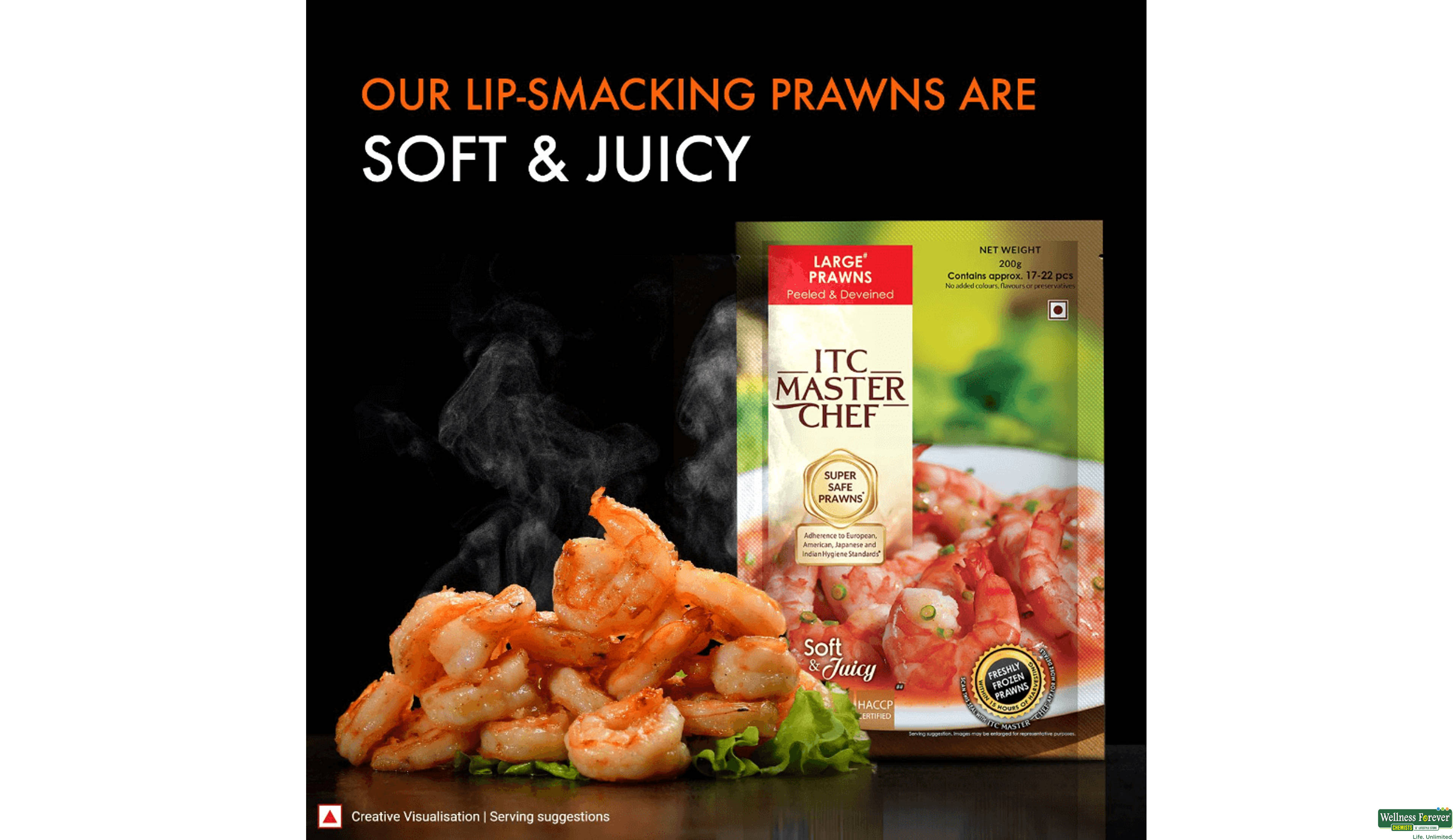 ITC MASTER CHEF LARGE PRAWNS 200GM- 11, 200GM, null