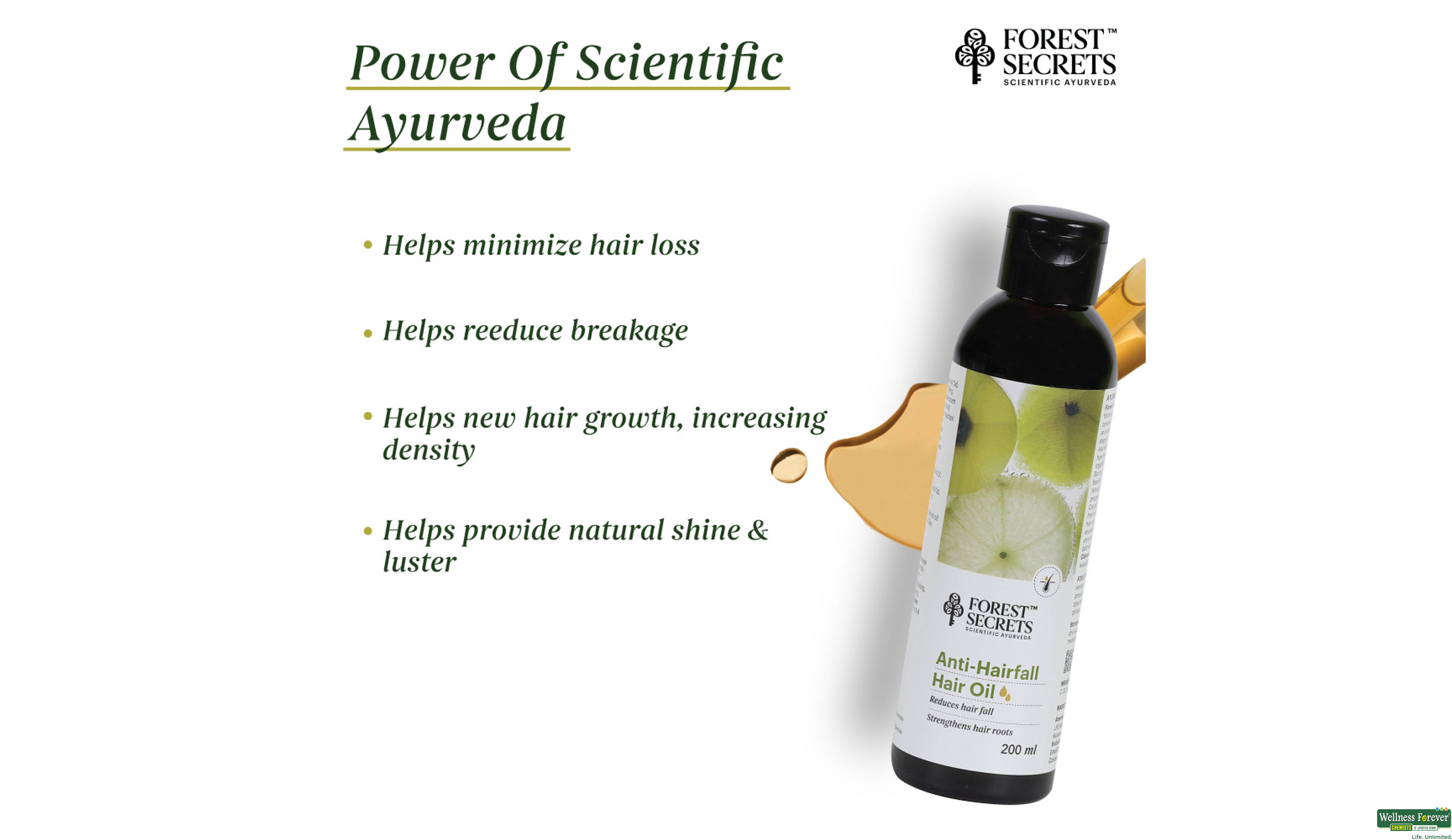 FOREST SECRETS ANTI-HAIRFALL H/OIL 200ML- 3, 1PC, null