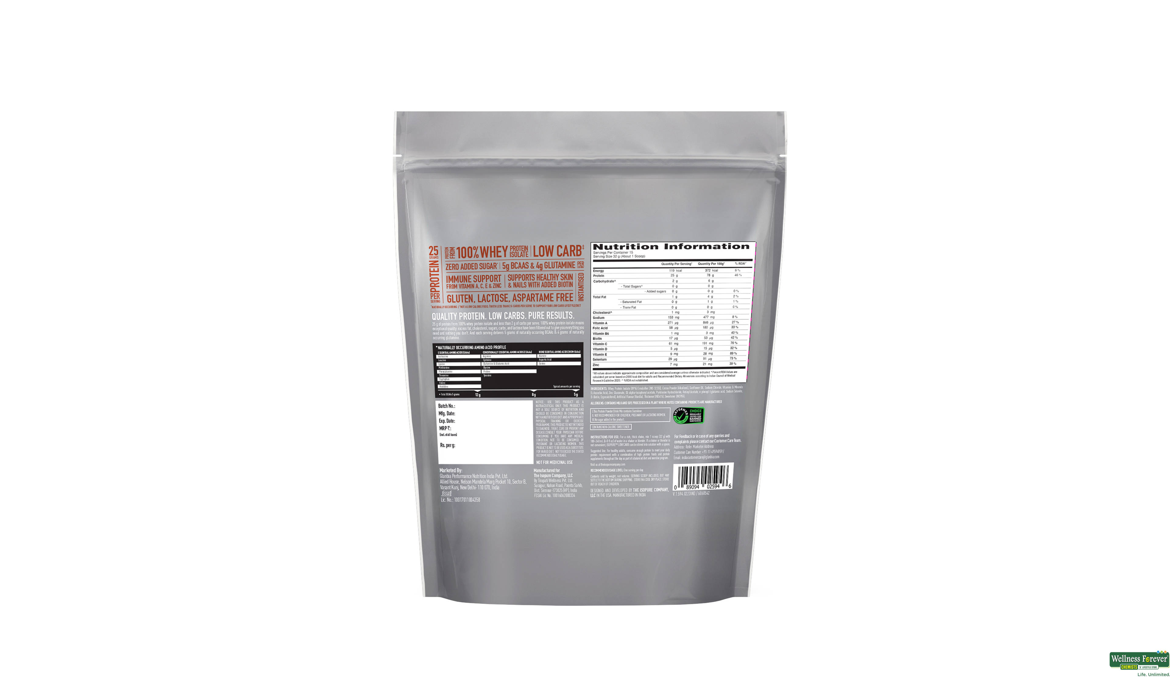 ISOPURE PWDR LOW CARB DUTCH CHOC 0.5KG- 8, 0.5KG, null