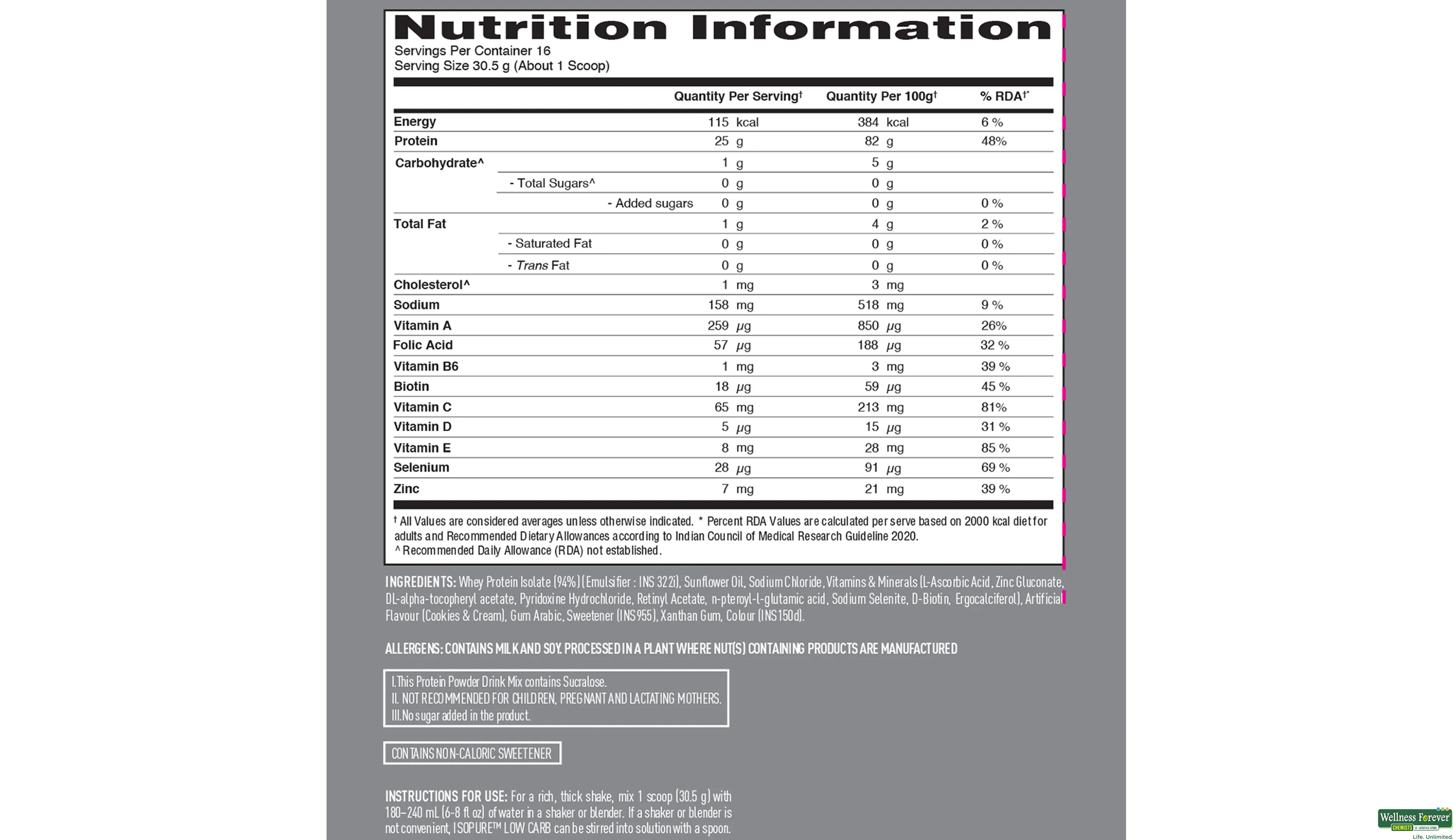 ISOPURE PWDR LOW CARB COOKIE&CREAM 0.5KG- 7, 0.5KG, null