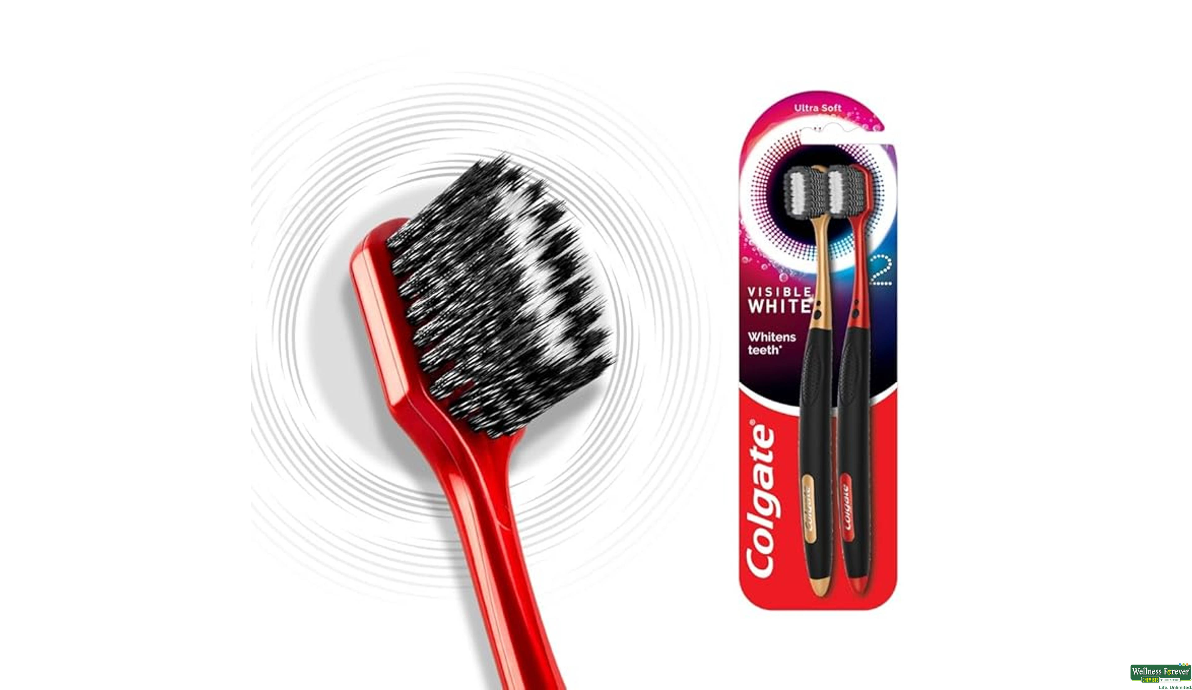 COLG T/B VISIBLE WHITE ULTRA SOFT 2PC- 1, 2PC, null