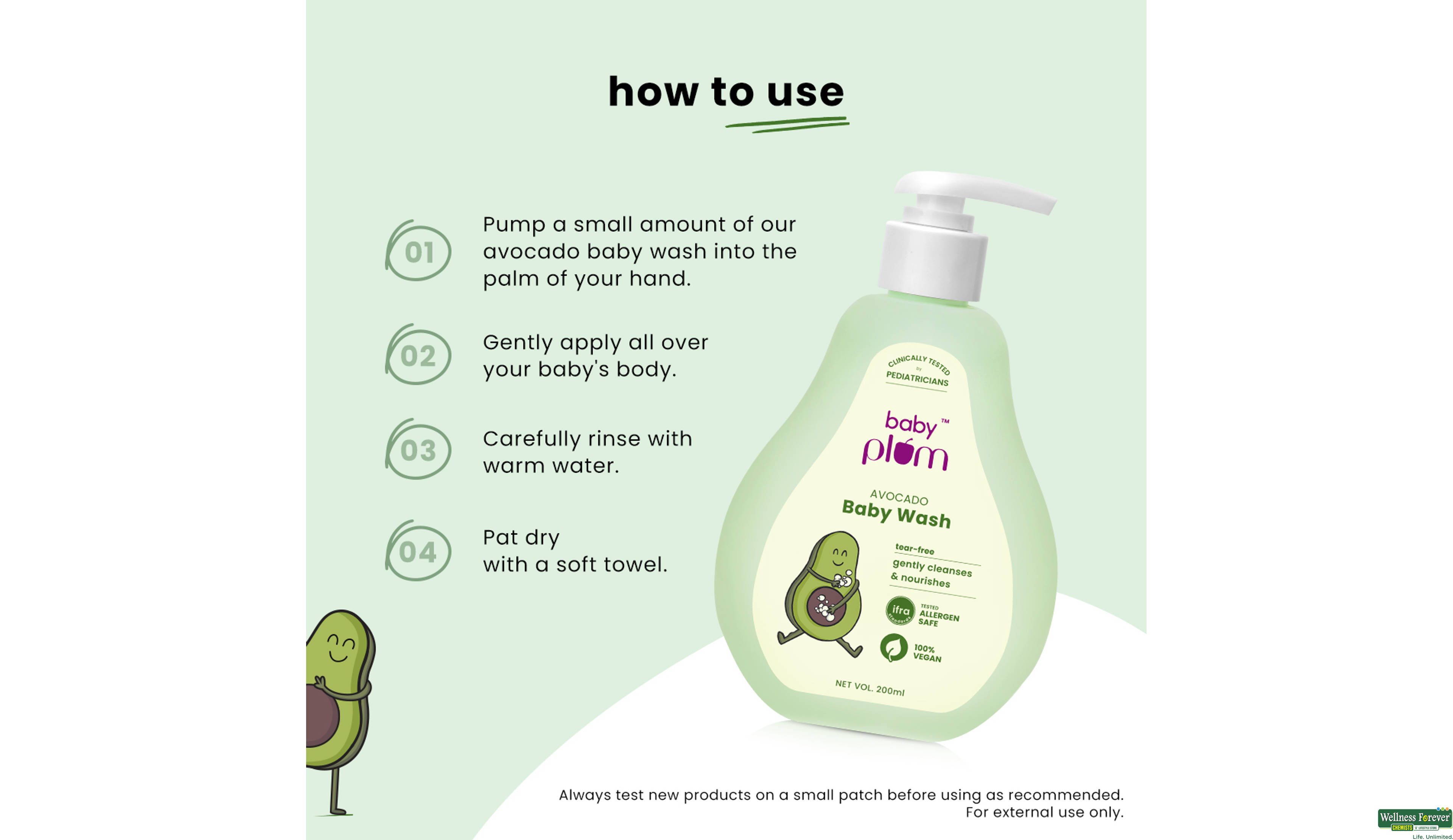 PLUM AVOCADO BABY WASH 200ML- 11, 200ML, null