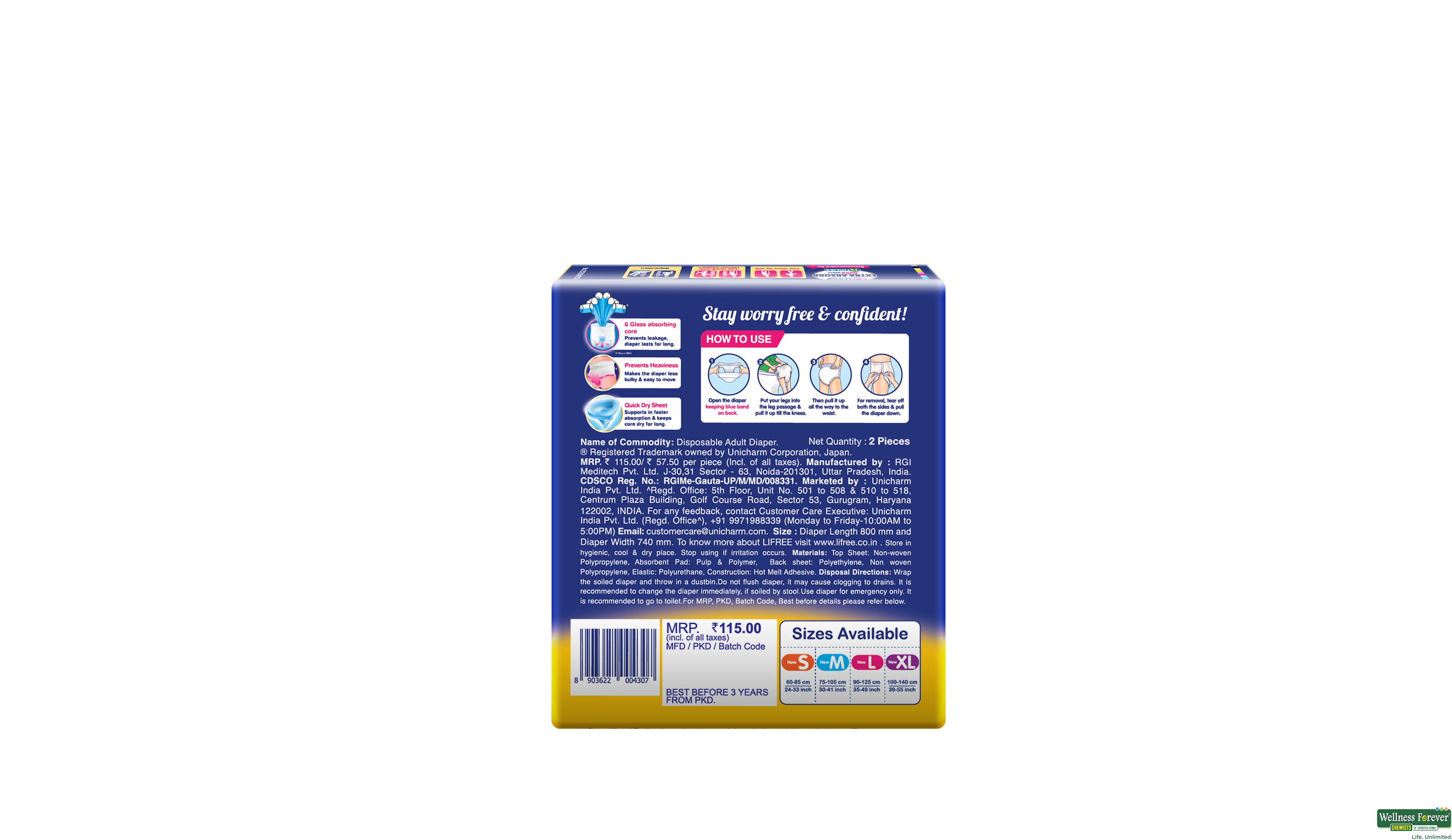 LIFREE PANTS EXTRA ABSORB L 2PC- 2, 2PC, null