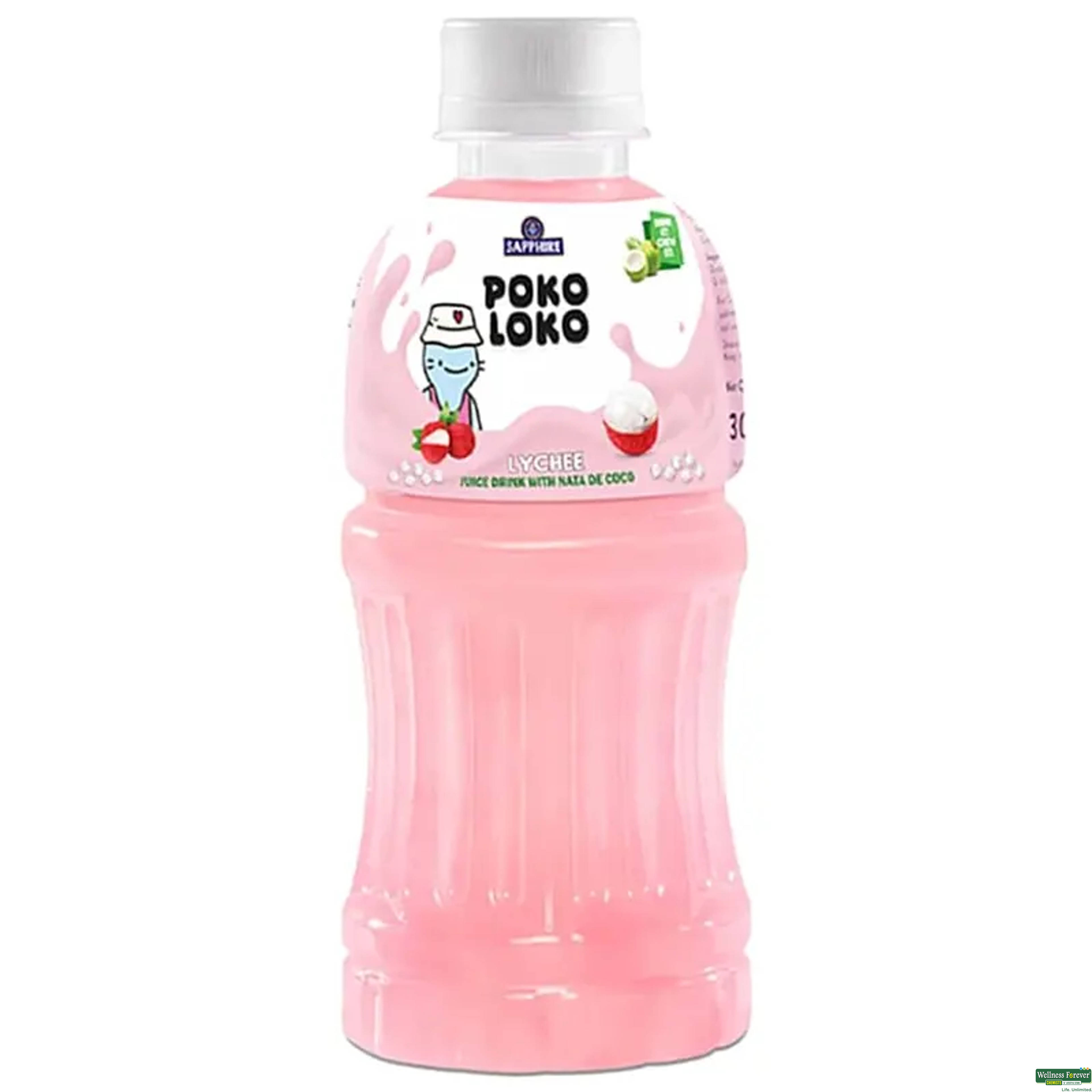 Sapphire Poko Loko Lychee Flavoured Fruit Juice Drink With Nata De Coco | Refreshing Fruit Drink Filled With Natural Fruit Fibres 300ml-image