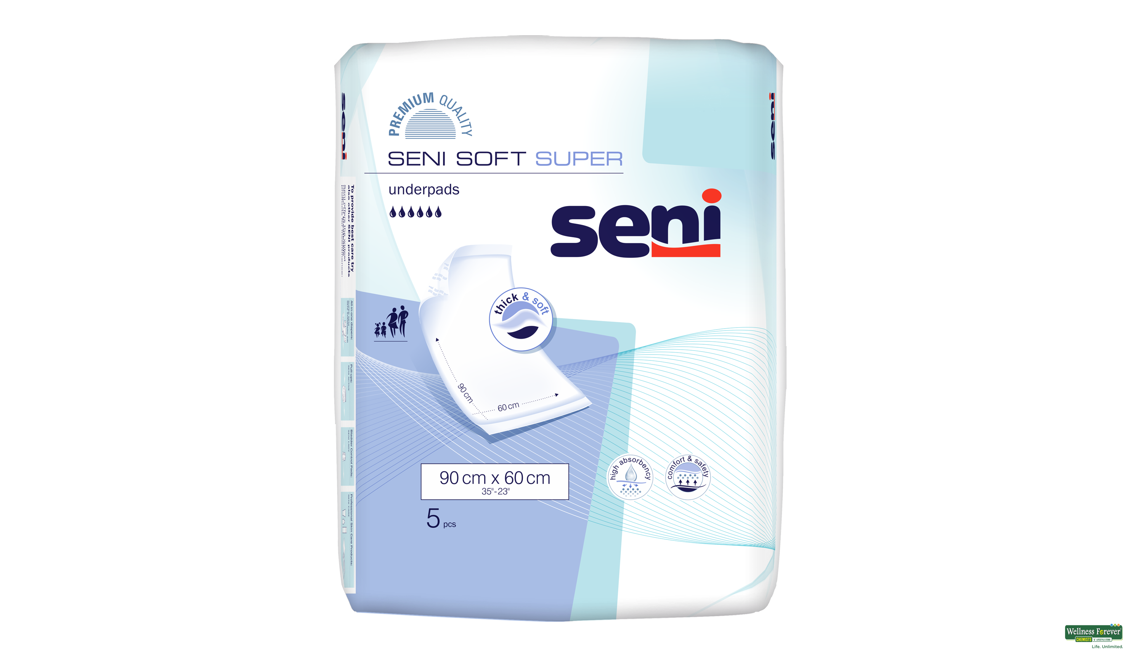 SENI SOFT SUPER UNDERPADS 90X60CM 5PC- 1, 5PC, null