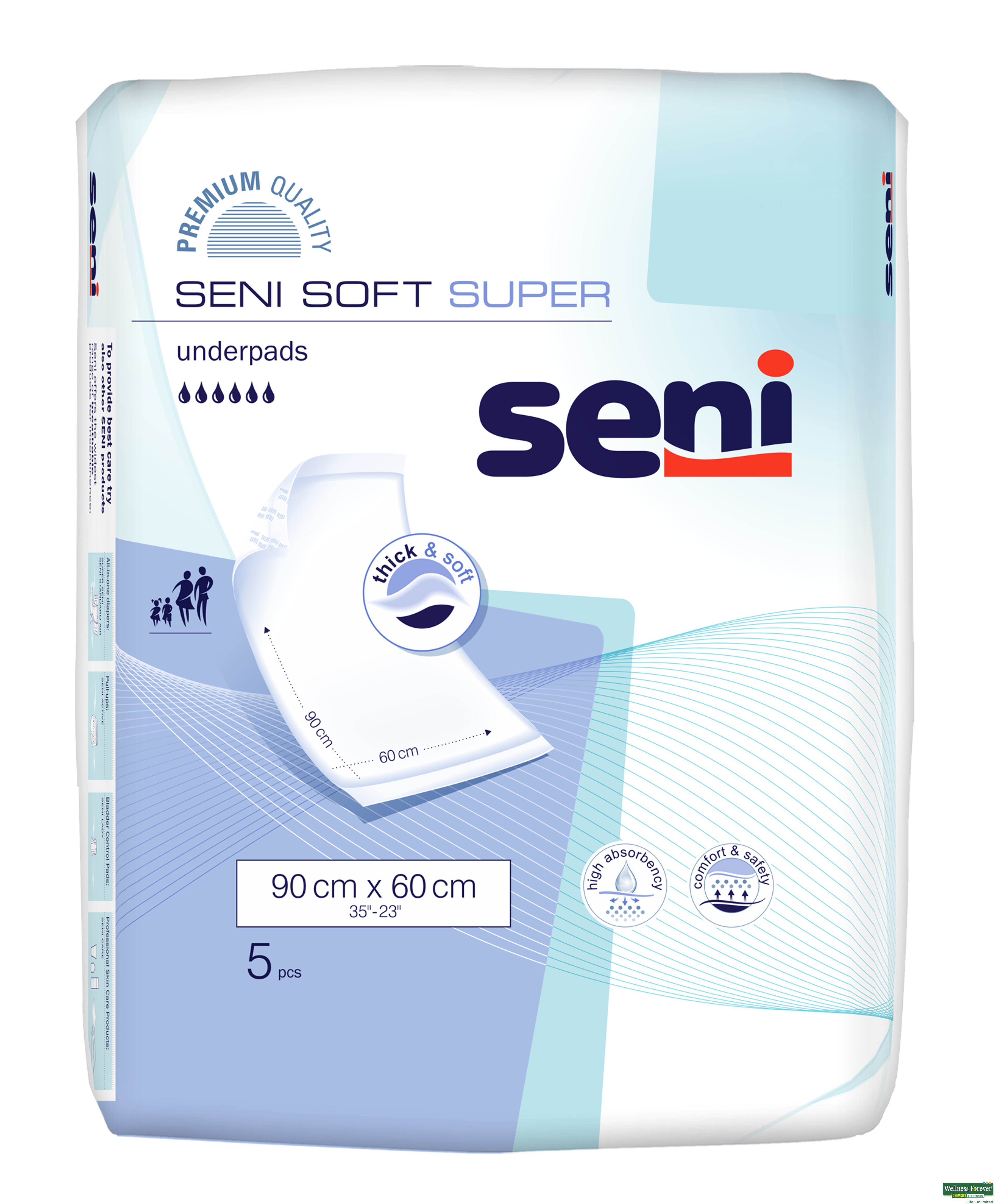 Seni Soft Super Underpads 90X60Cm 5 Pieces-image