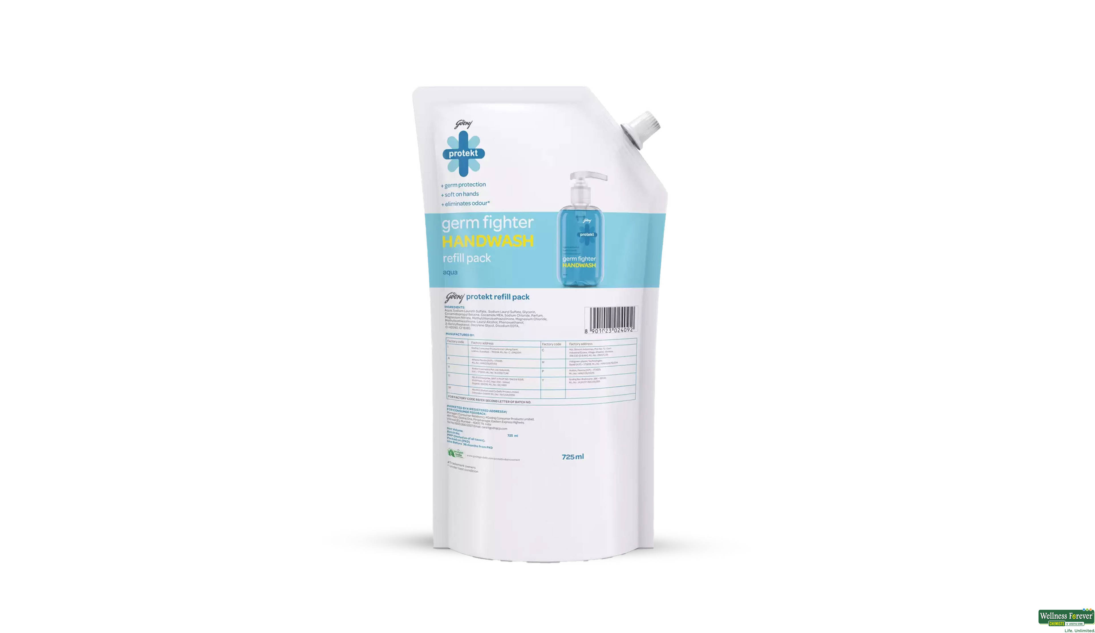 GODREJ PROTEKT HANDWASH AQUA 725ML- 2, 725ML, null