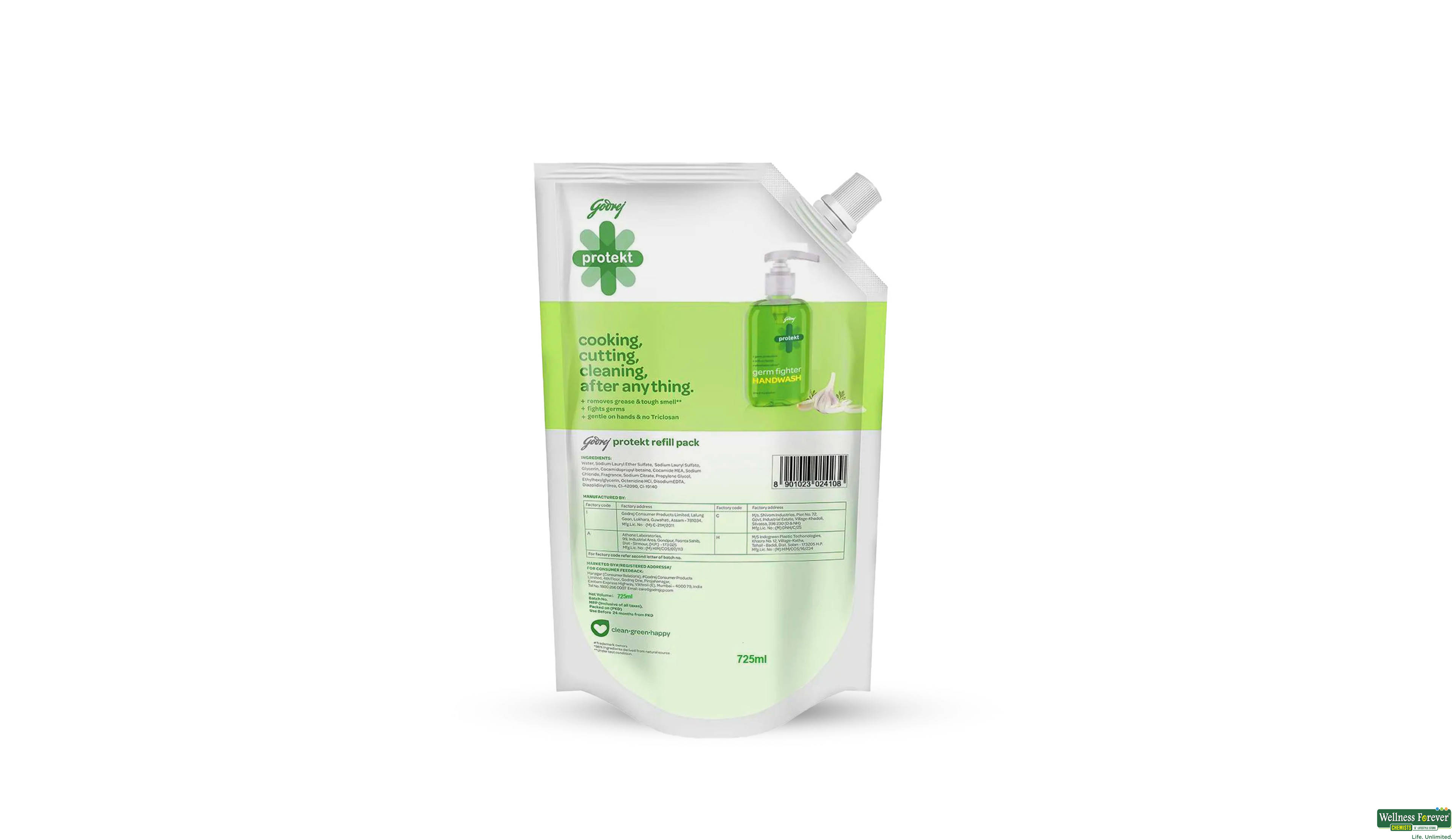 GODREJ PROTEKT HANDWASH LIME 725 ML- 2, 725ML, null