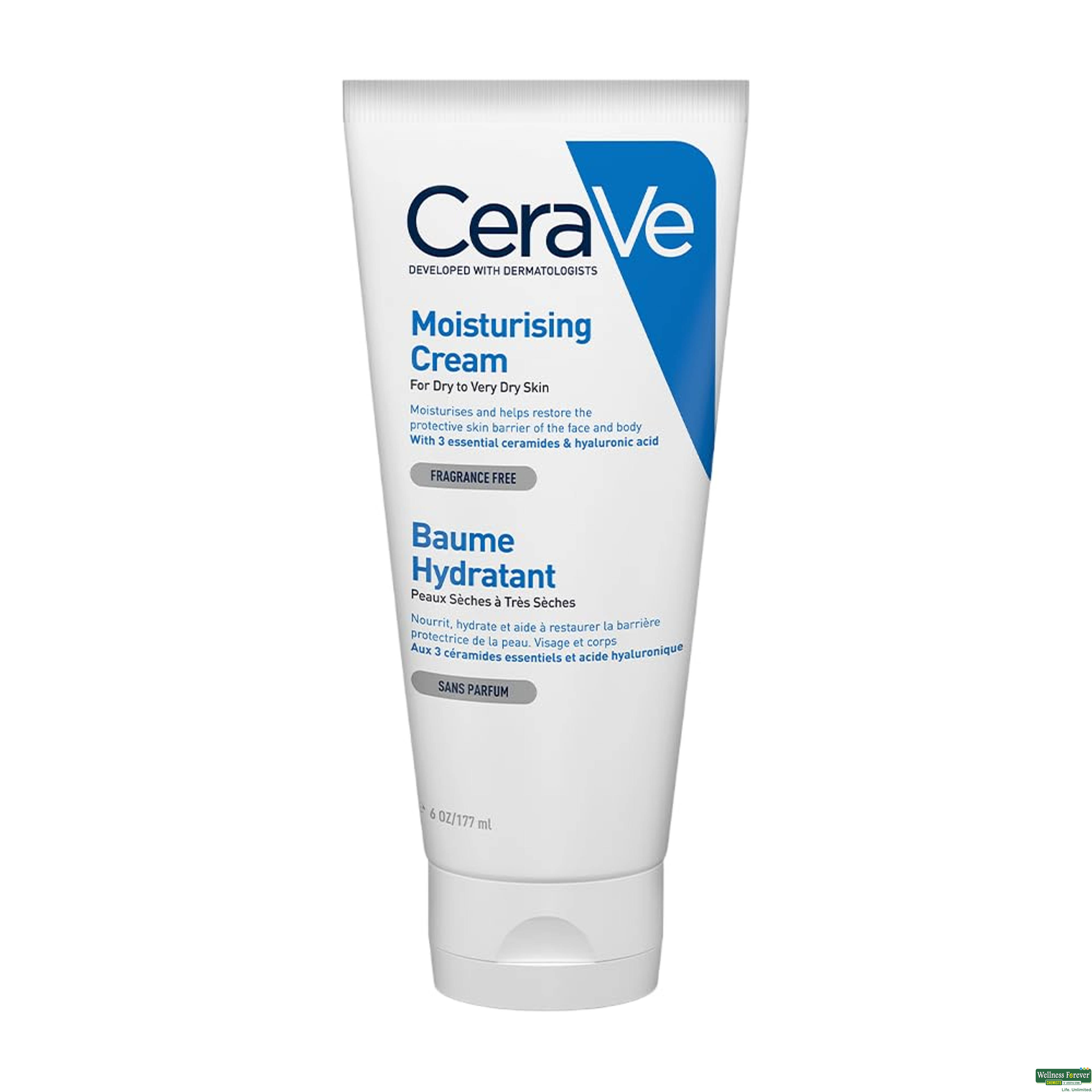 CeraVe Moisturizing Cream for Dry to Very Dry Skin|Body & Face | Ceramides & Hyaluronic Acid| 177ml-image