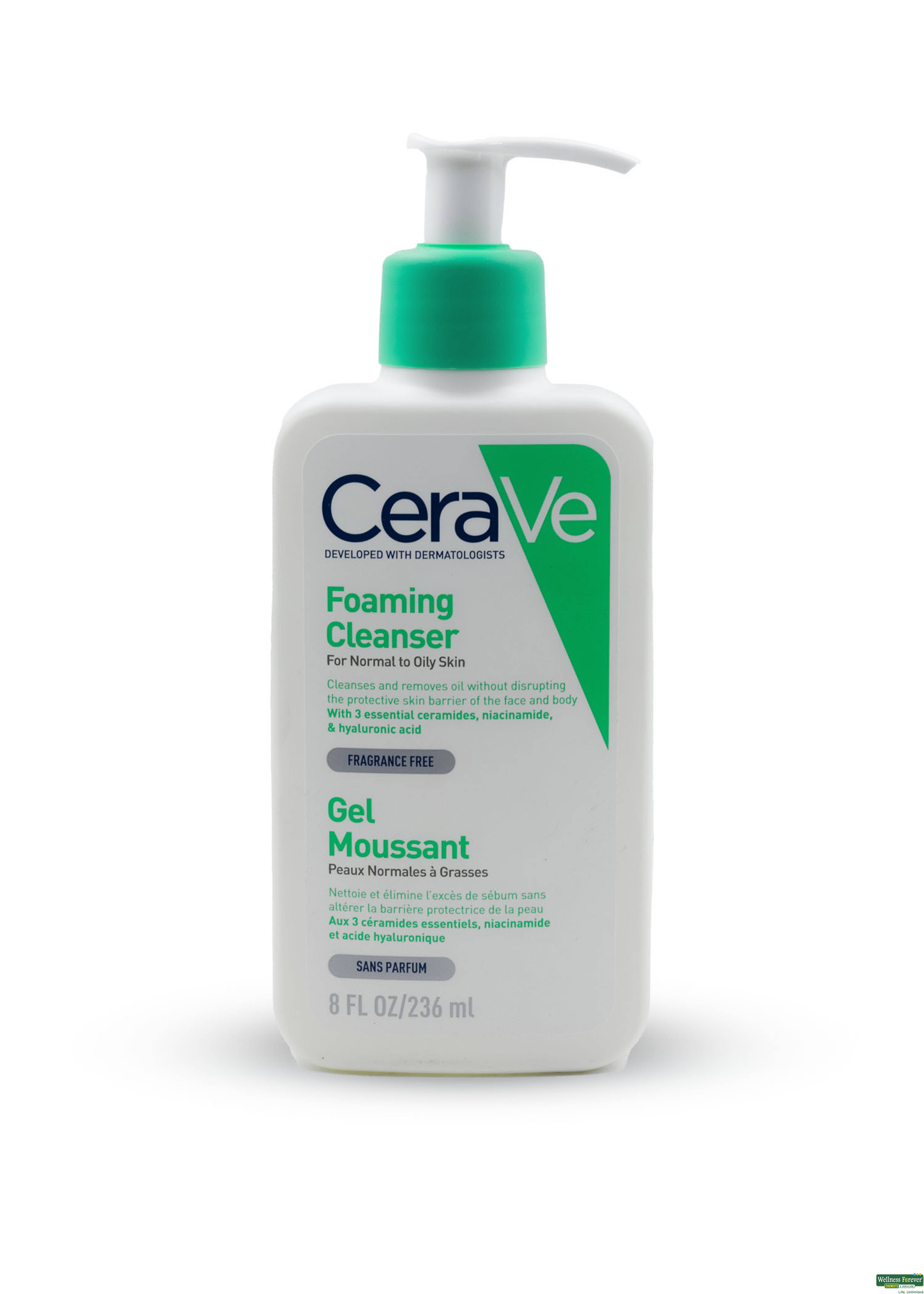 CeraVe Foaming Cleanser |Face Wash for Oily Skin|Hyaluronic Acid Ceramides & Niacinamide|236ml-image