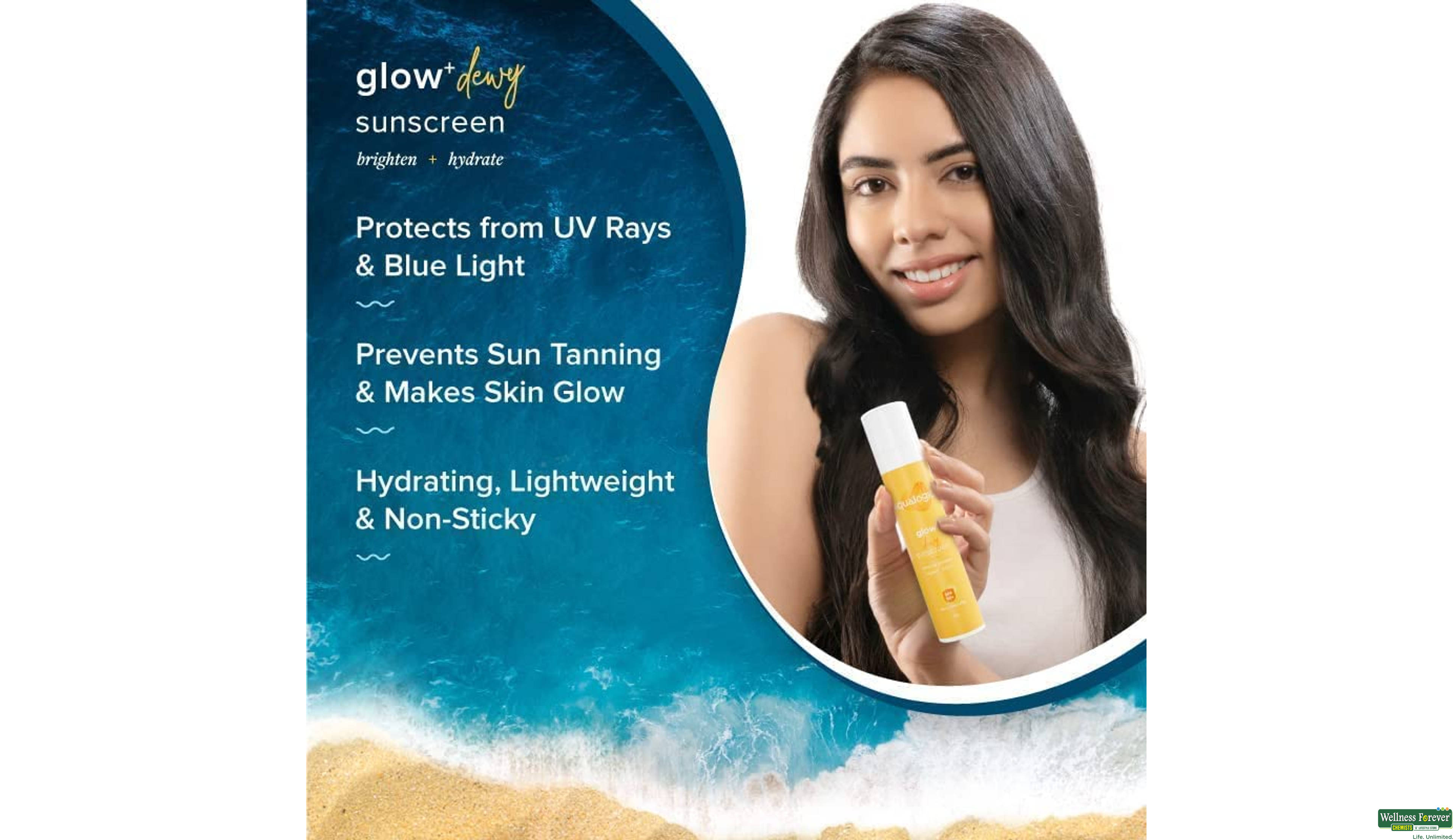 AQUALOGICA GLOW+ DEWY SUNSCREEN 50 GM- 3, 50GM, null