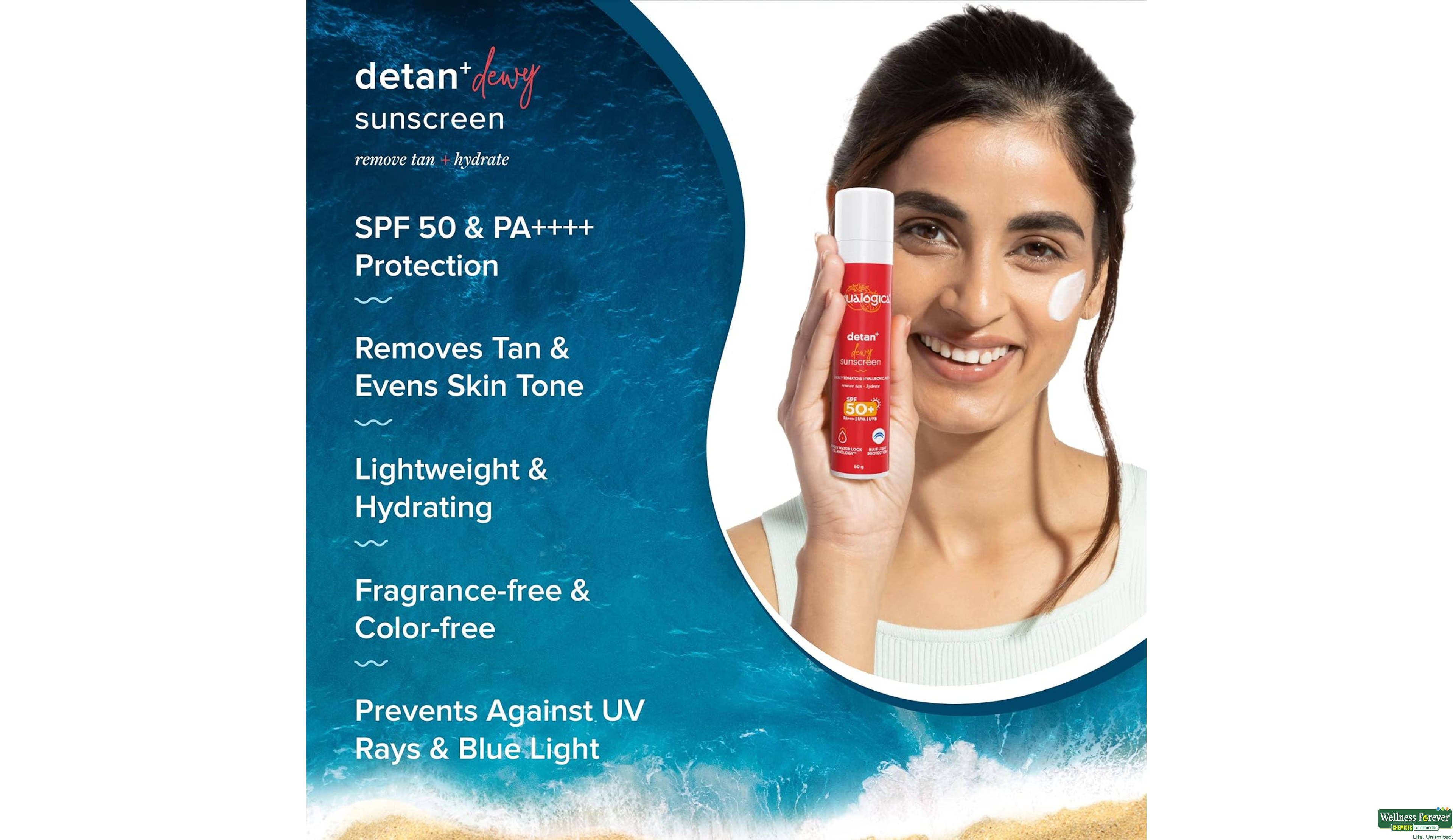 AQUALOGICA DETAN+ DEWY SUNSCREEN 50GM- 3, 50GM, null