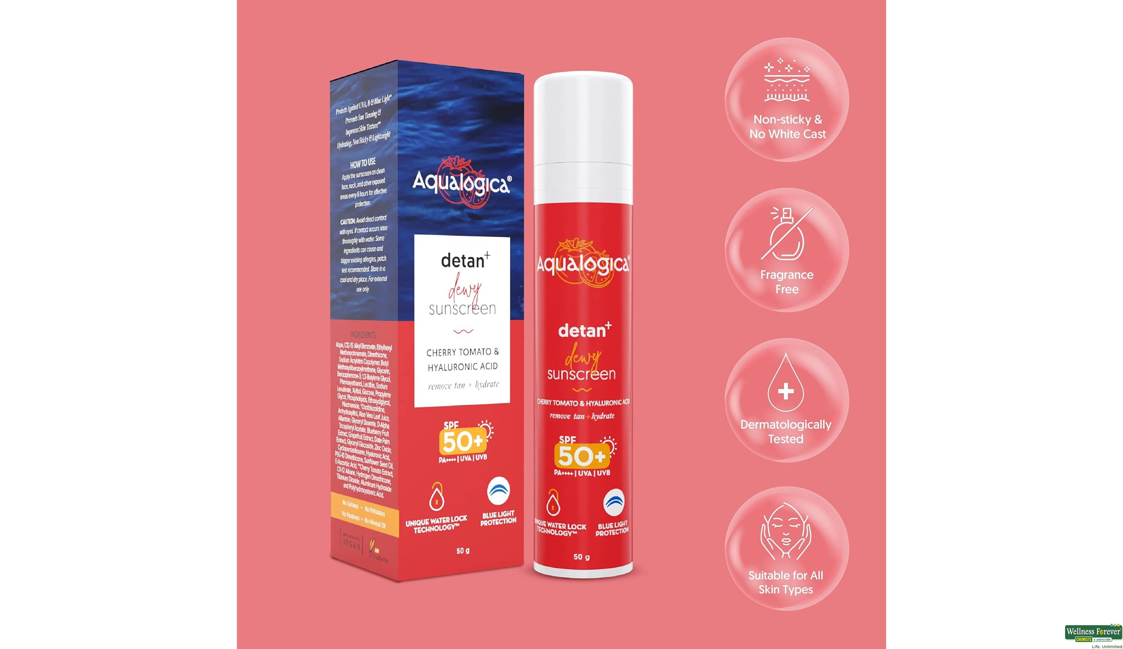 AQUALOGICA DETAN+ DEWY SUNSCREEN 50GM- 7, 50GM, null