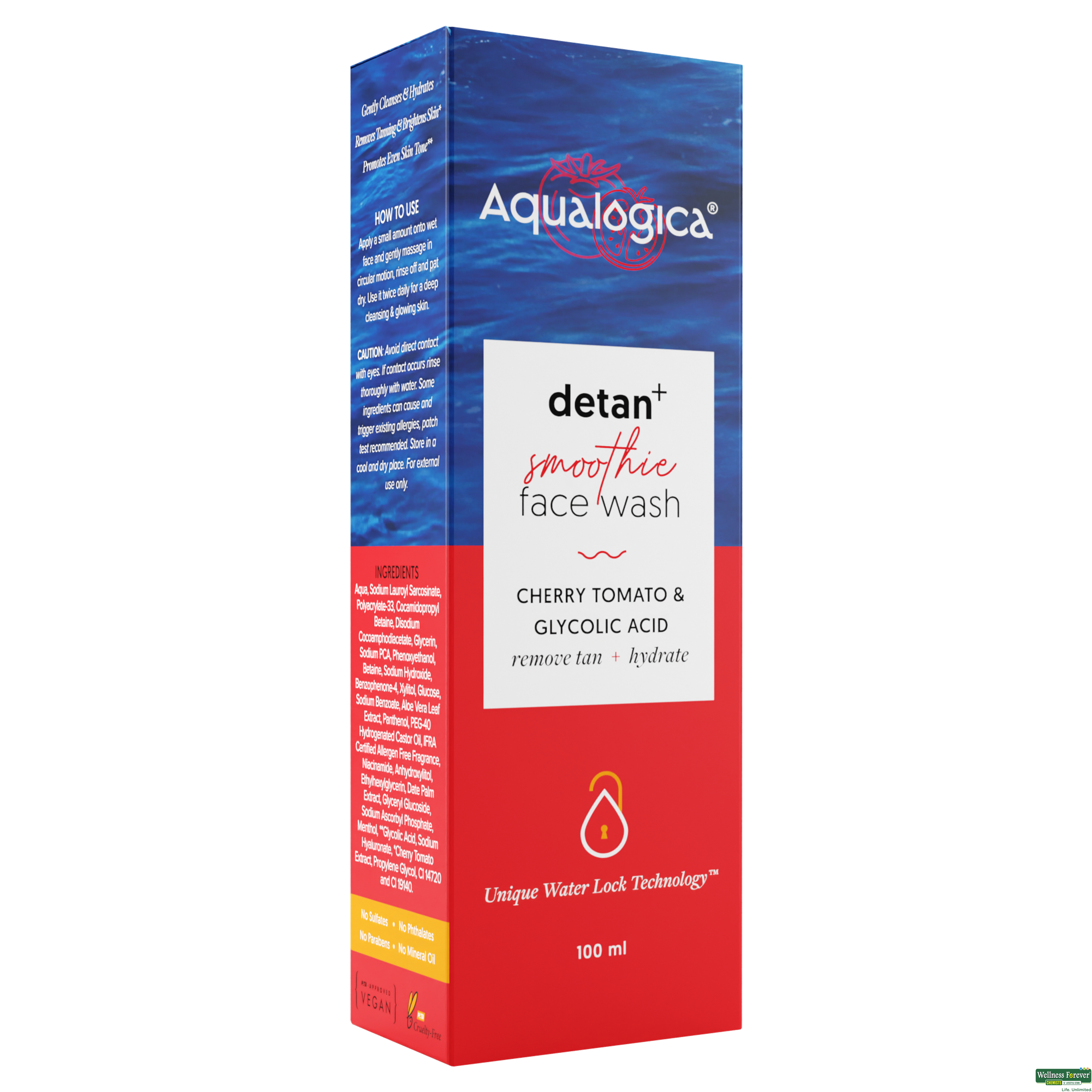 Aqualogica Detan+ Smoothie Face Wash with Cherry Tomato & Glycolic Acid for Bright & De-tanned Skin - 100ml
-image