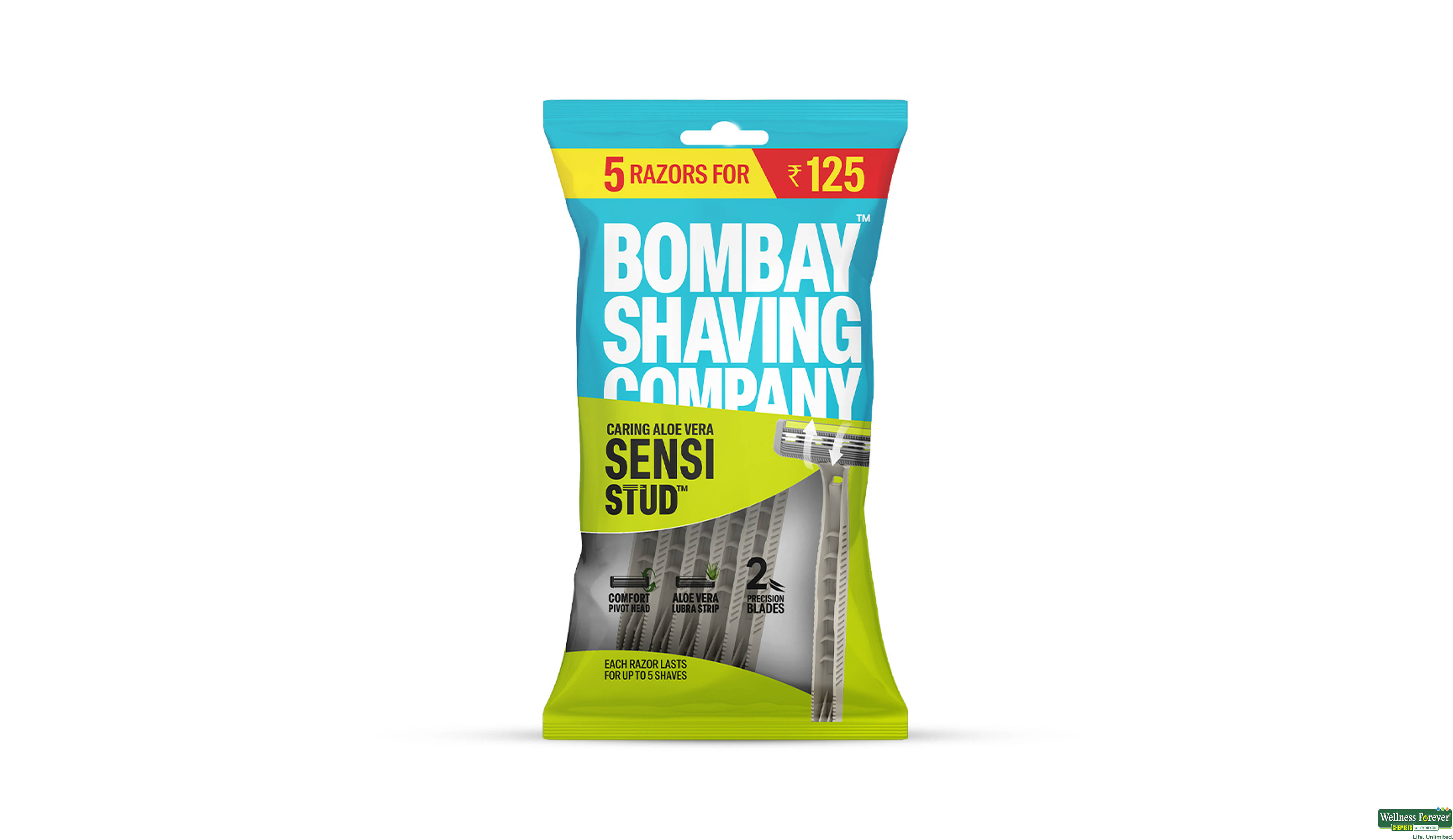 BOMBAY SHAVING CHARCOAL STUD RAZOR PACK OF 5- 8, 1PC, null
