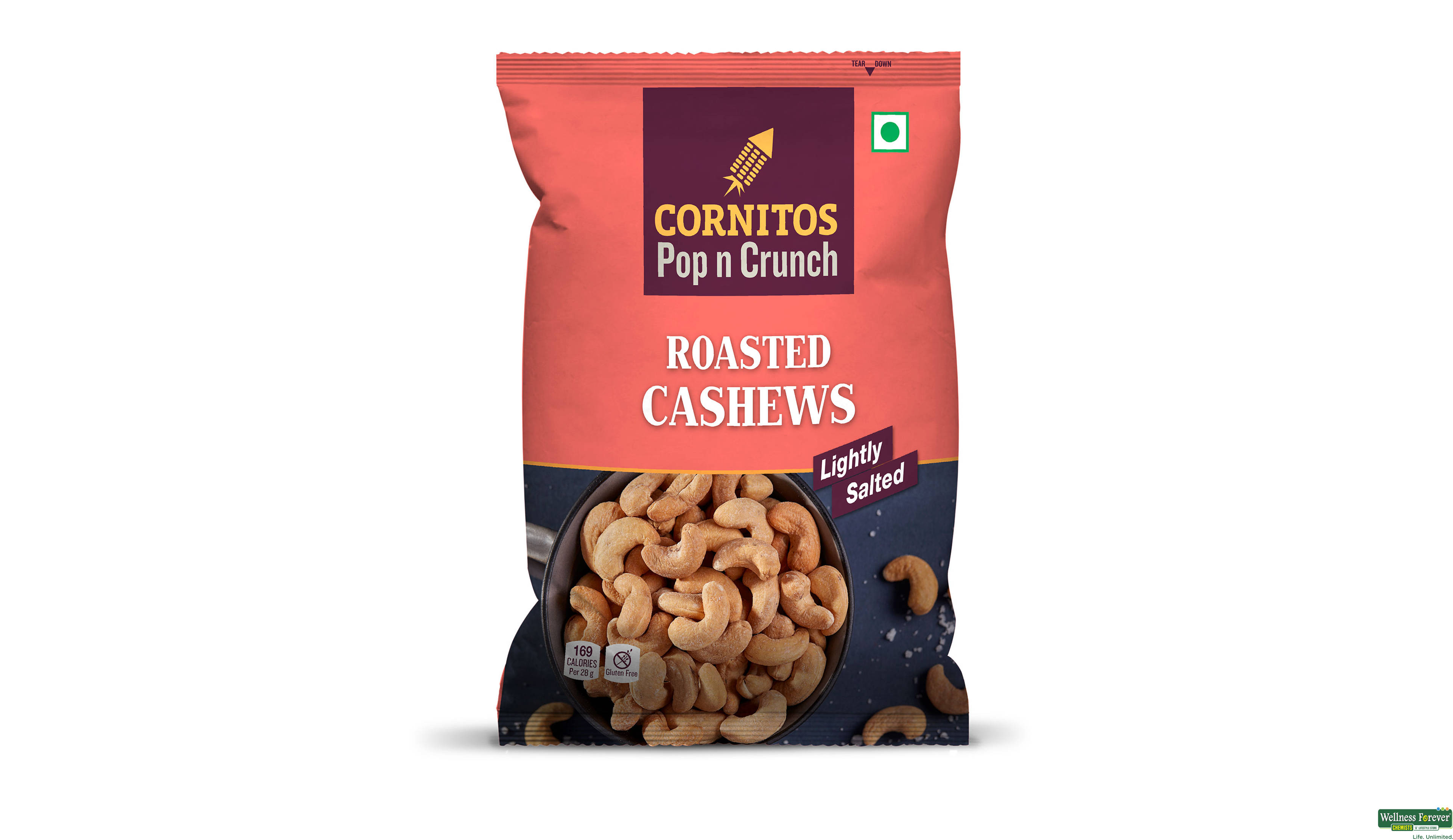 CORNITOS POP N CRUNCH ROASTED CASHEW 25GM- 1, 25GM, null