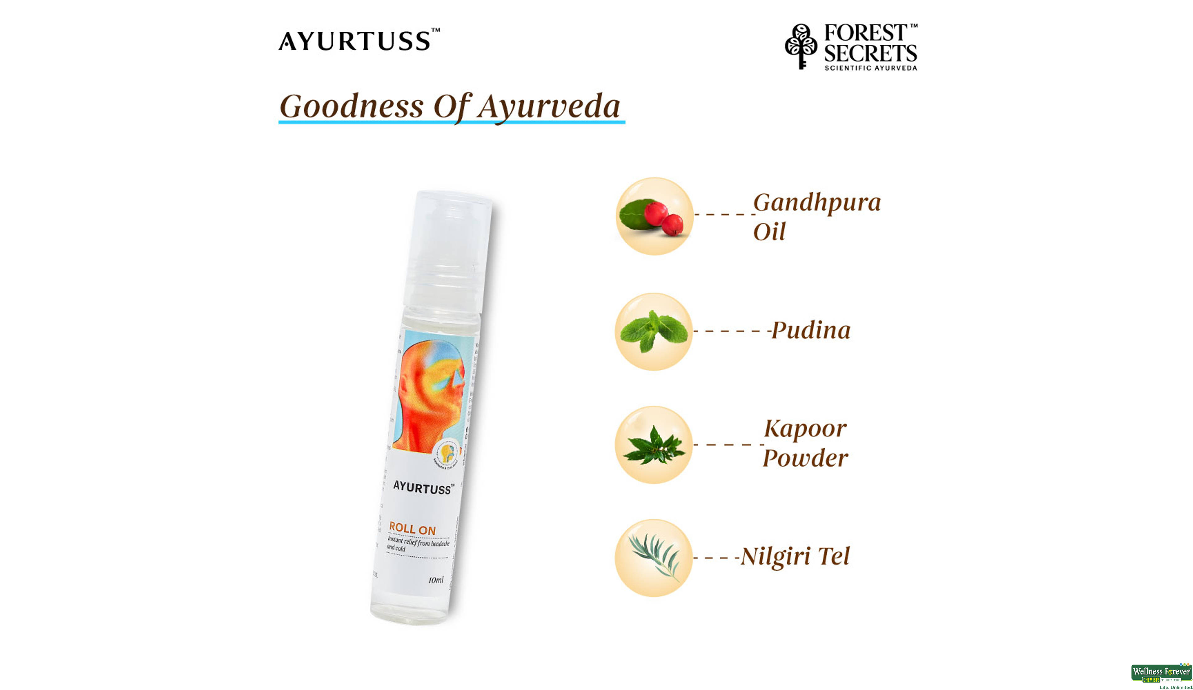 AYURTUSS ROLL ON 10ML- 2, 10ML, null