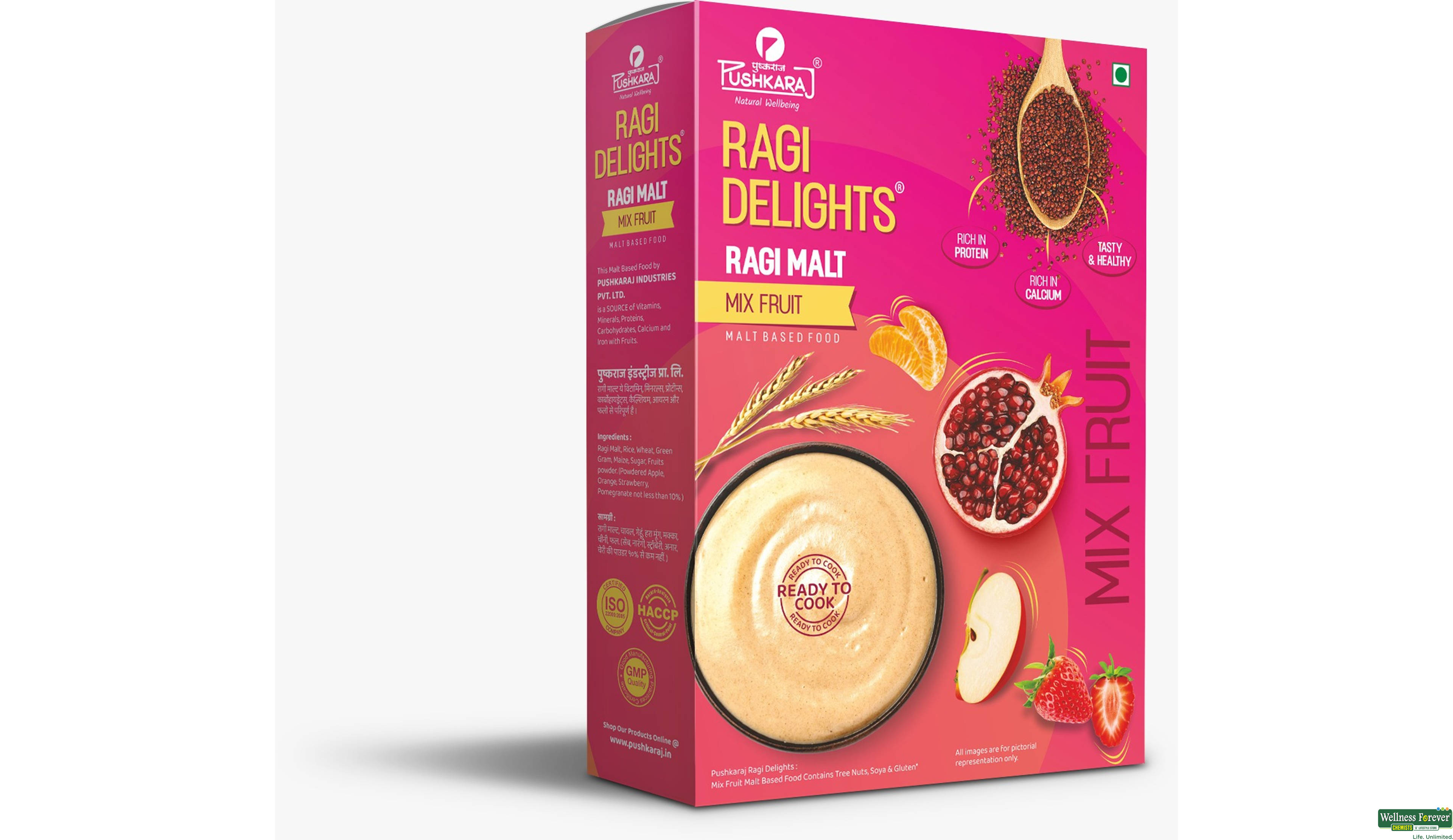 PUSHKARAJ RAGI MALT MIX FRUIT 250GM- 3, 250GM, null
