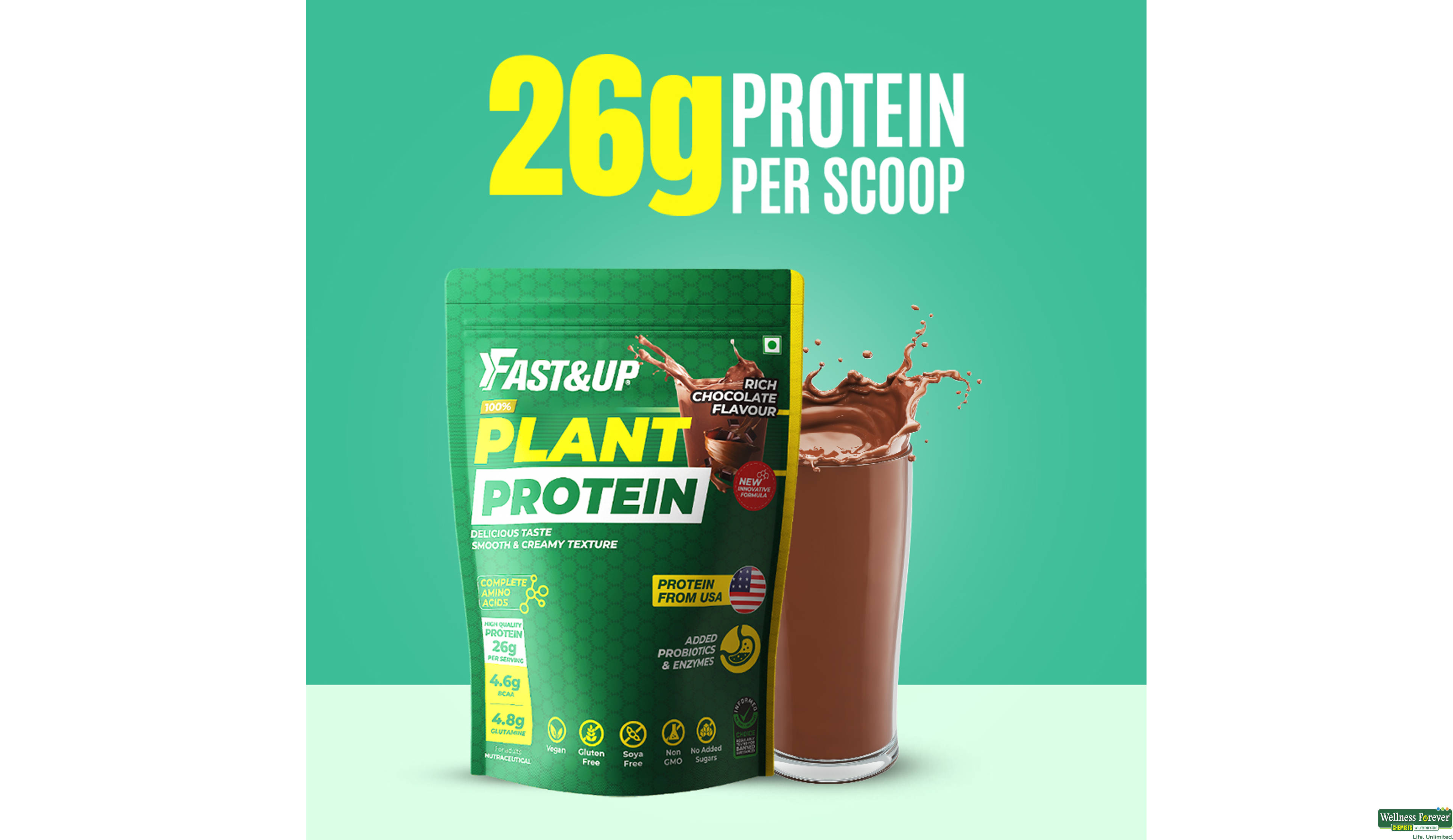 FAST/UP PLANT PROTEIN RICH CHOC PWDR 925 GM- 2, 975GM, null