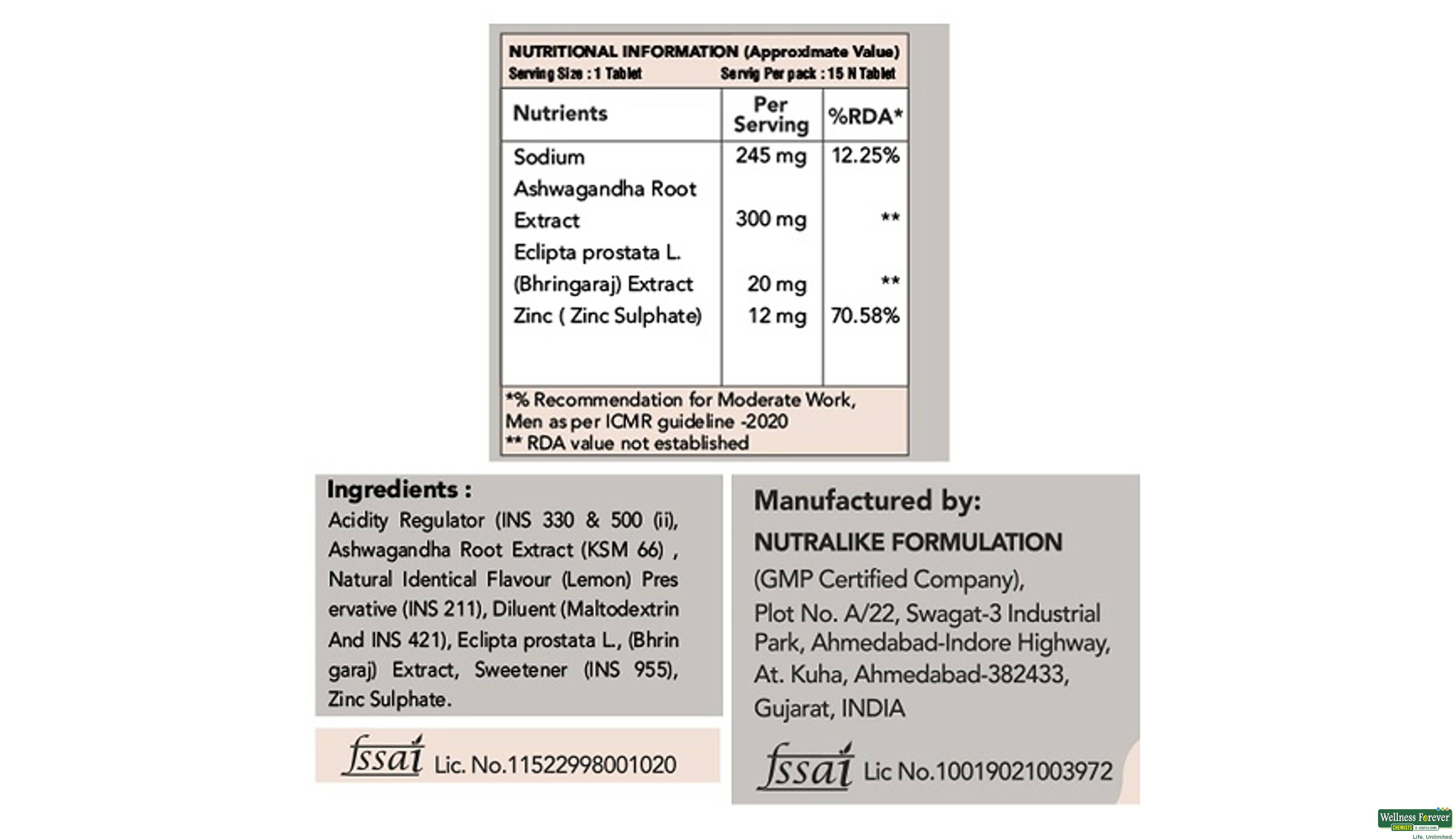 FIXUPHEALTH ASHWAGANDHA KSM66 15TAB- 8, 15TAB, null