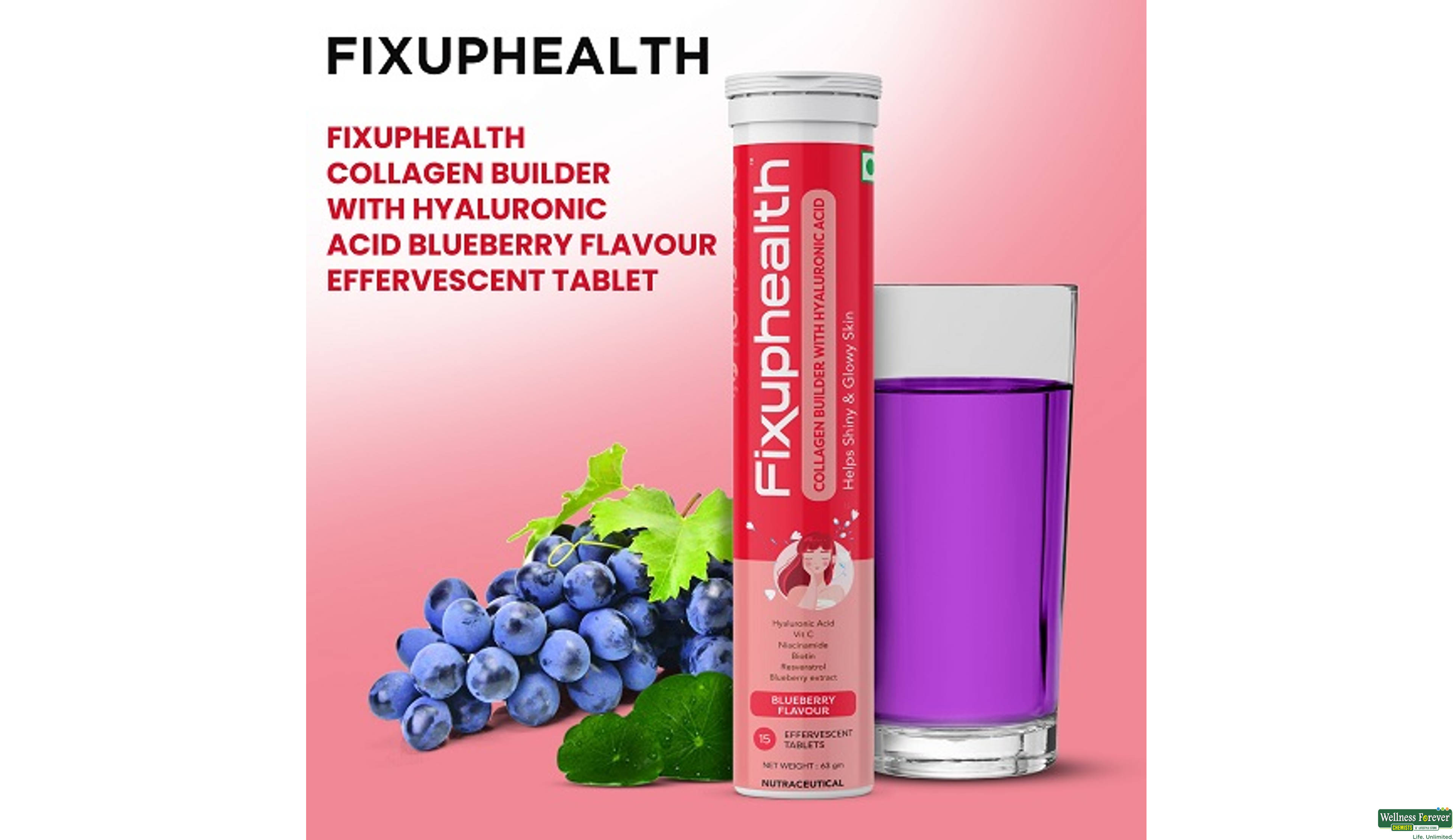 FIXUPHEALTH COLLAGEN BLUEBERRY 15TAB- 4, 15TAB, null