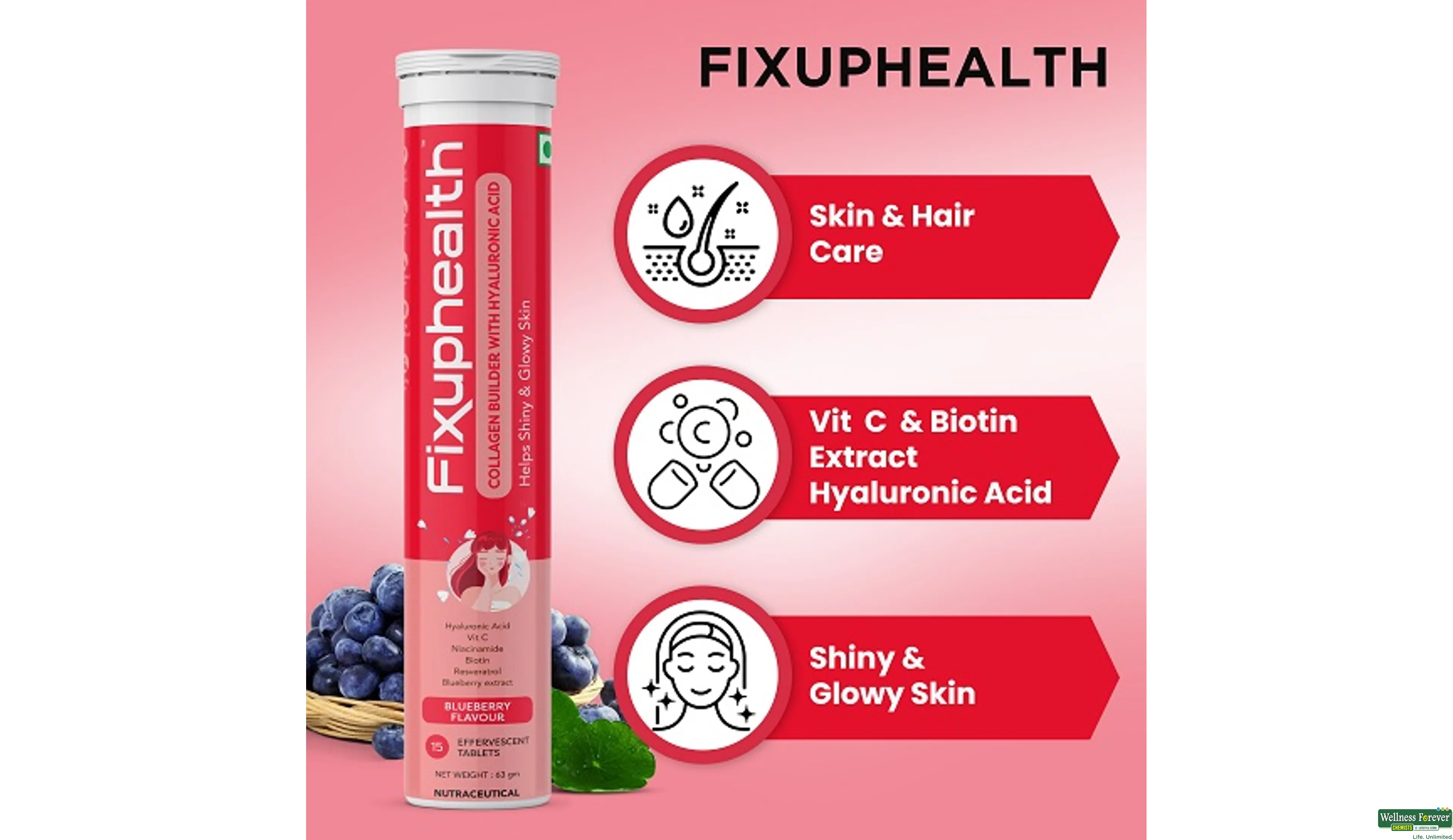 FIXUPHEALTH COLLAGEN BLUEBERRY 15TAB- 5, 15TAB, null