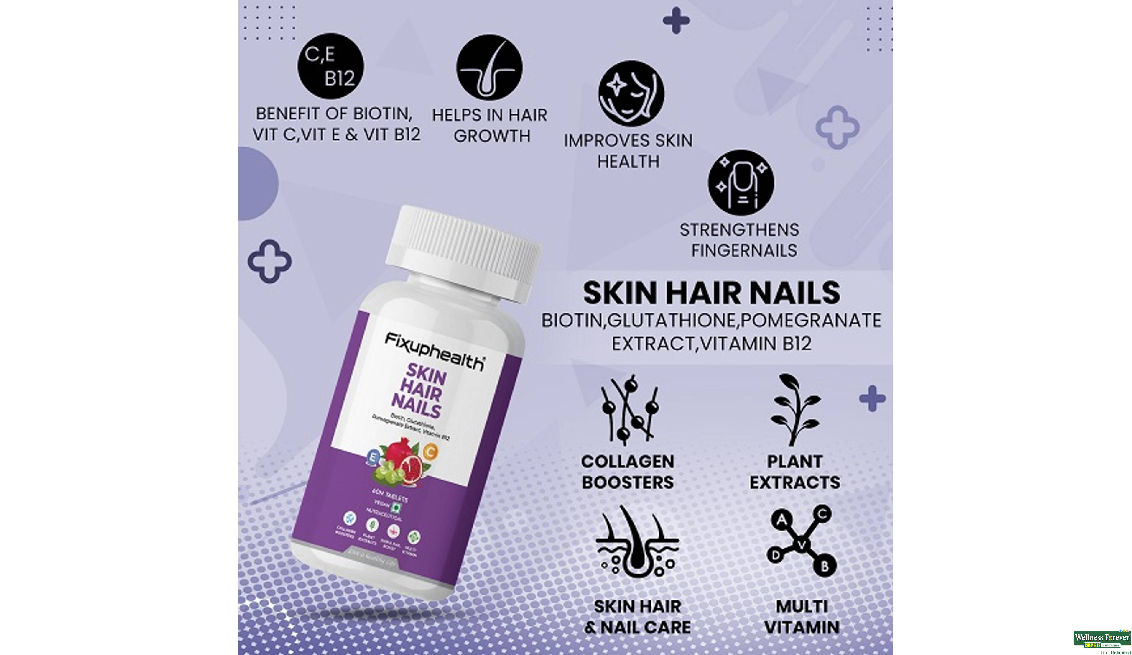 FIXUPHEALTH SKIN HAIR NAILS 60TAB- 3, 60TAB, null