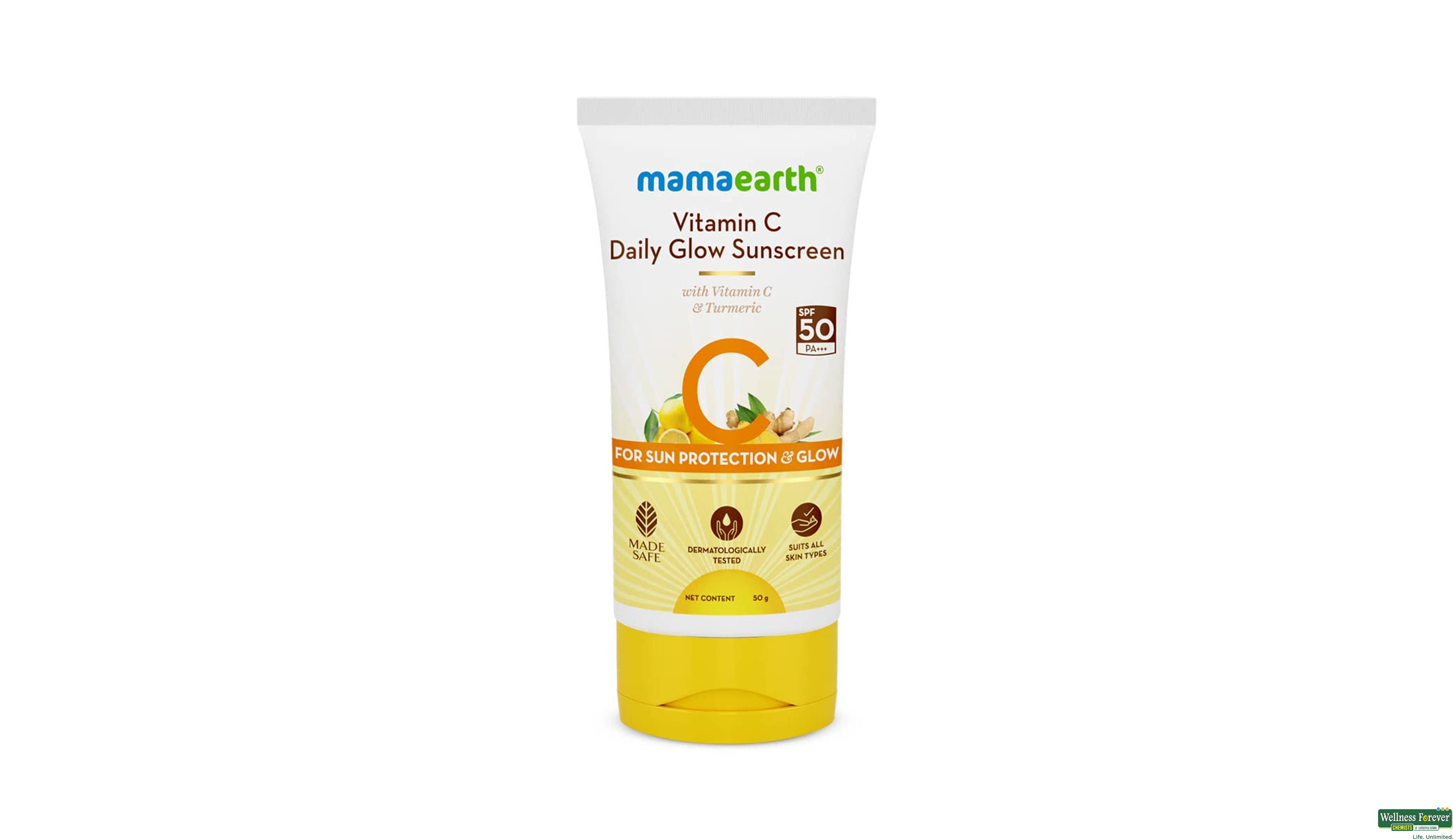 MAMAEARTH VITAMIN C GLOW SUNSCREEN 50G- 1, 50GM, null