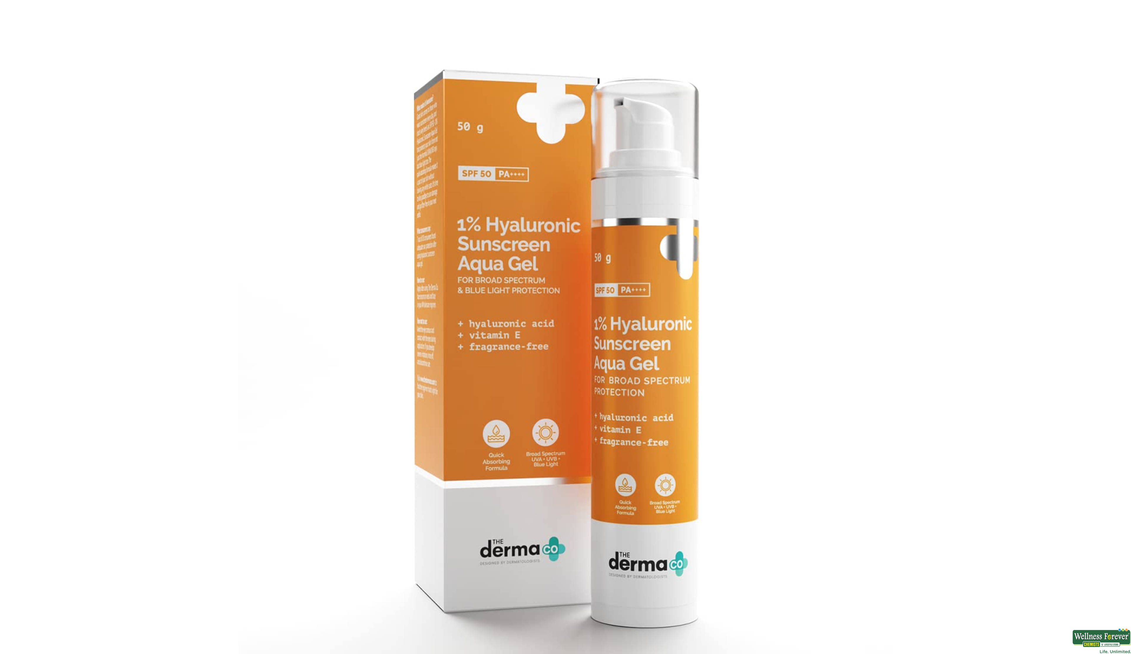 THE DERMA CO 1% HYALNC SUNSCREN GEL 50GM- 1, 50GM, null