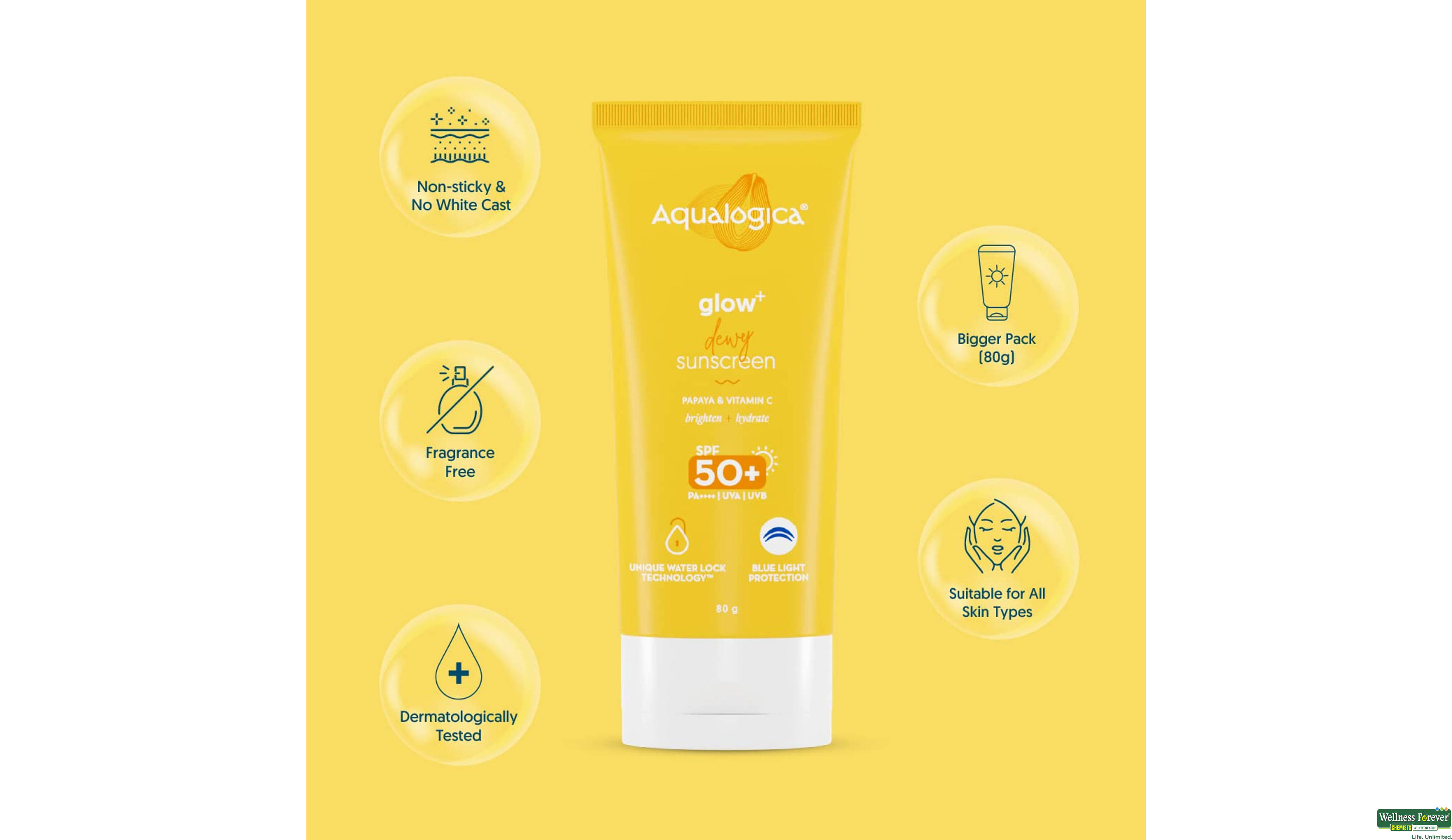 AQUALOGICA GLOW+ DEWY SUNSCREEN 80GMS- 2, 80GM, null