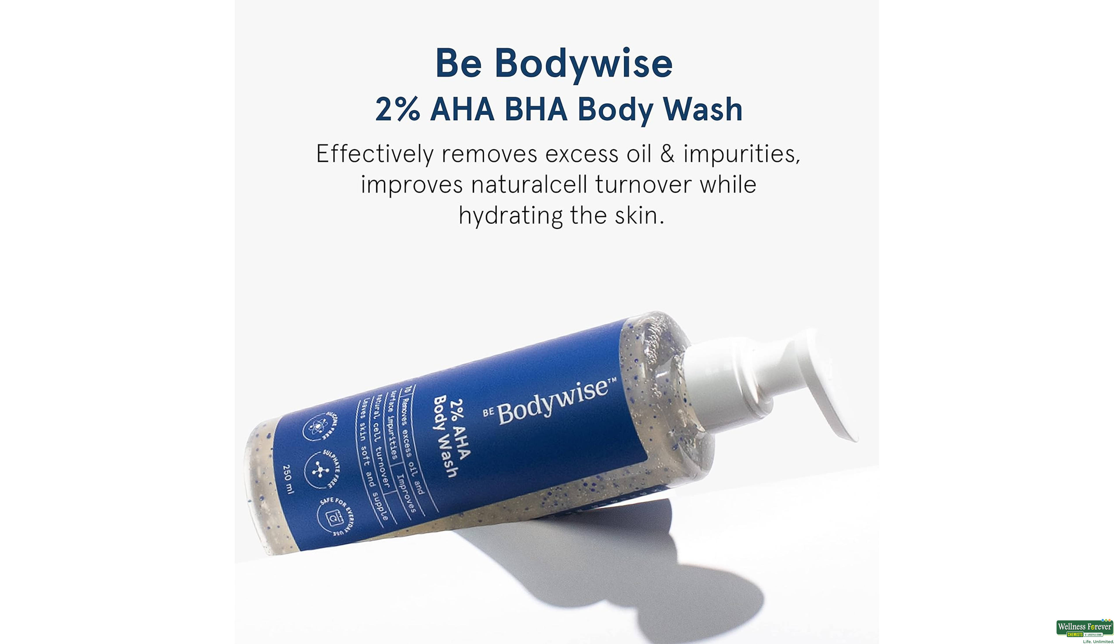 BE BODYWISE 2% AHA BODY WASH 250ML- 6, 250ML, null