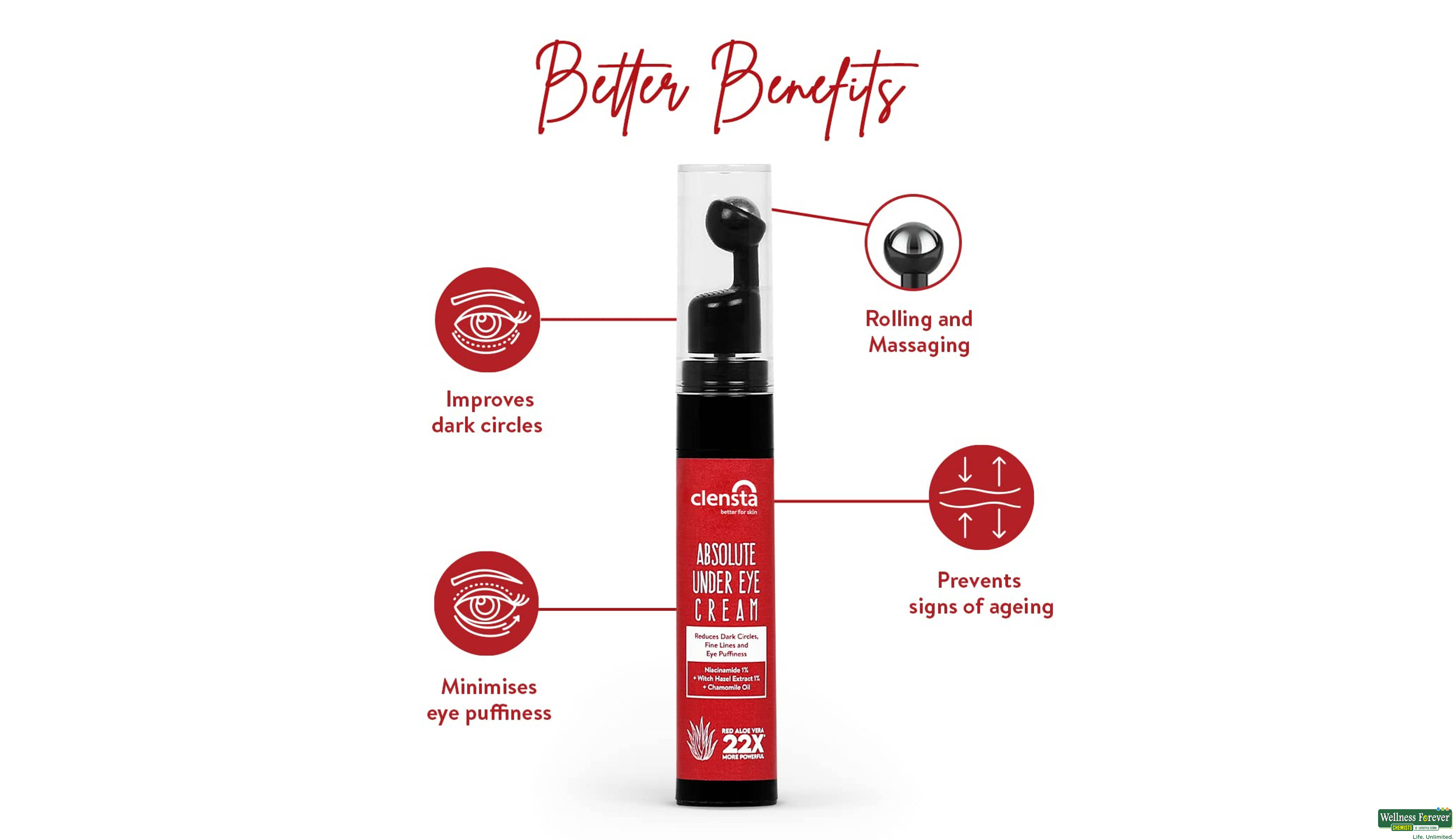CLENSTA RED ALOEVERA UNDER EYE CREAM 15GM- 2, 15GM, null