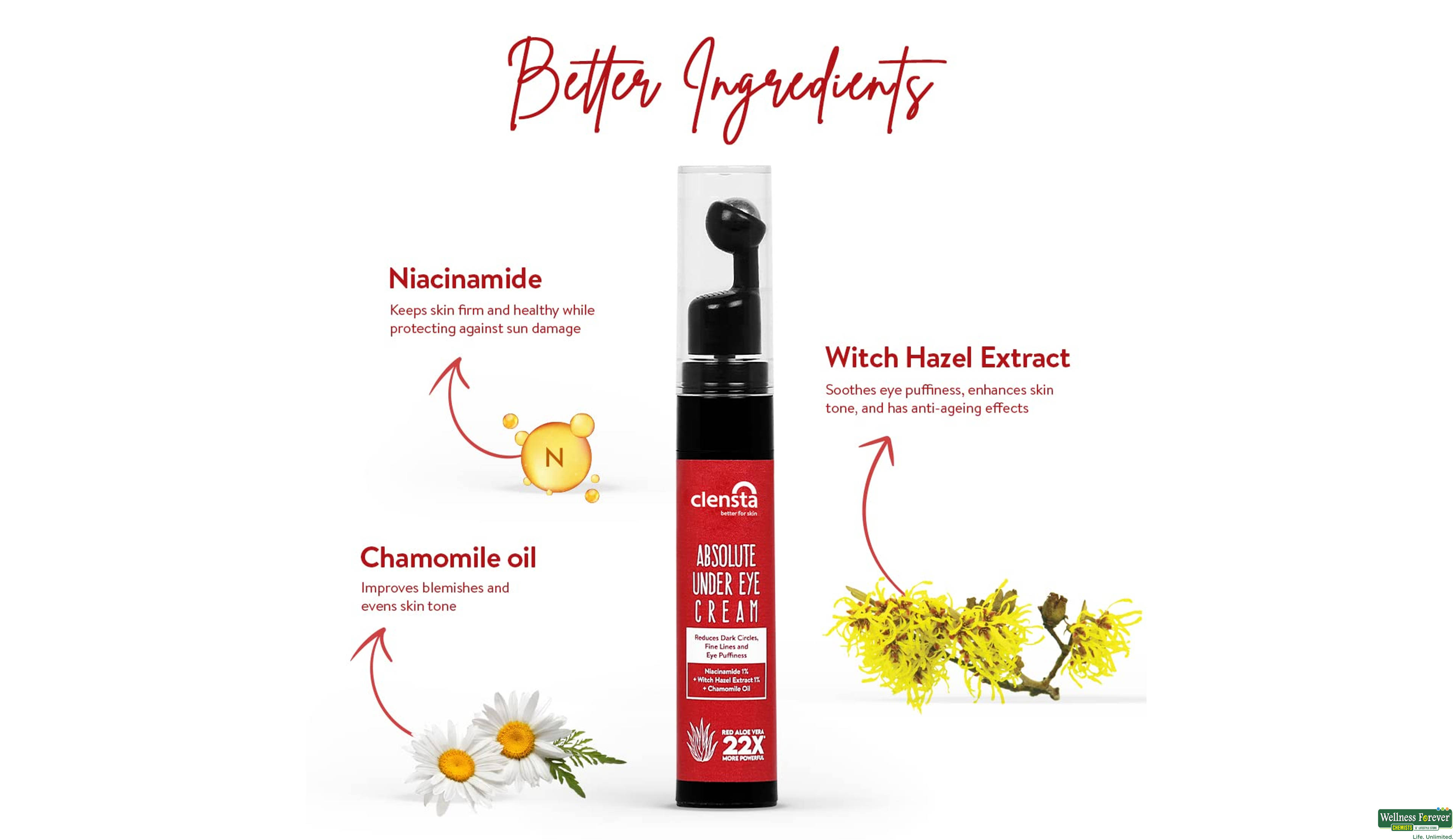 CLENSTA RED ALOEVERA UNDER EYE CREAM 15GM- 3, 15GM, null