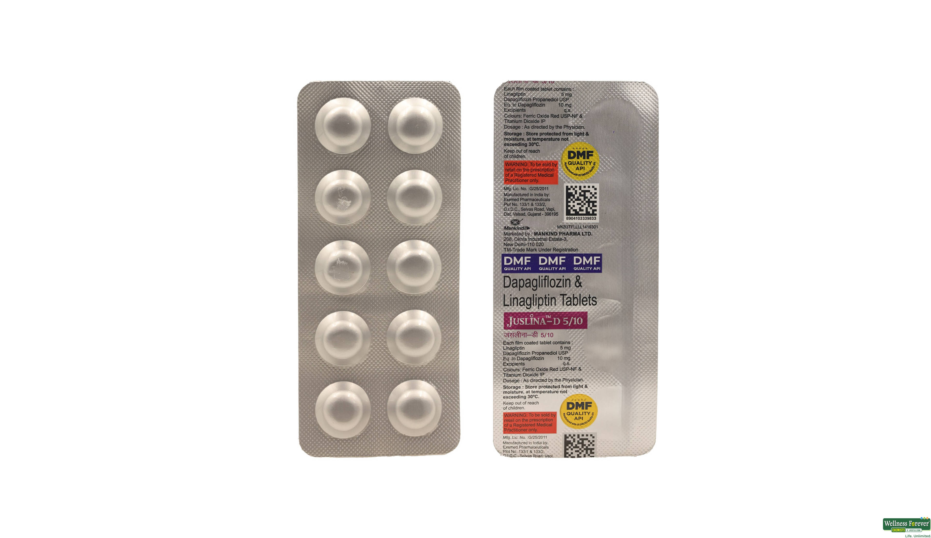 JUSLINA D 5/10MG 10TAB- 1, 10TAB, null