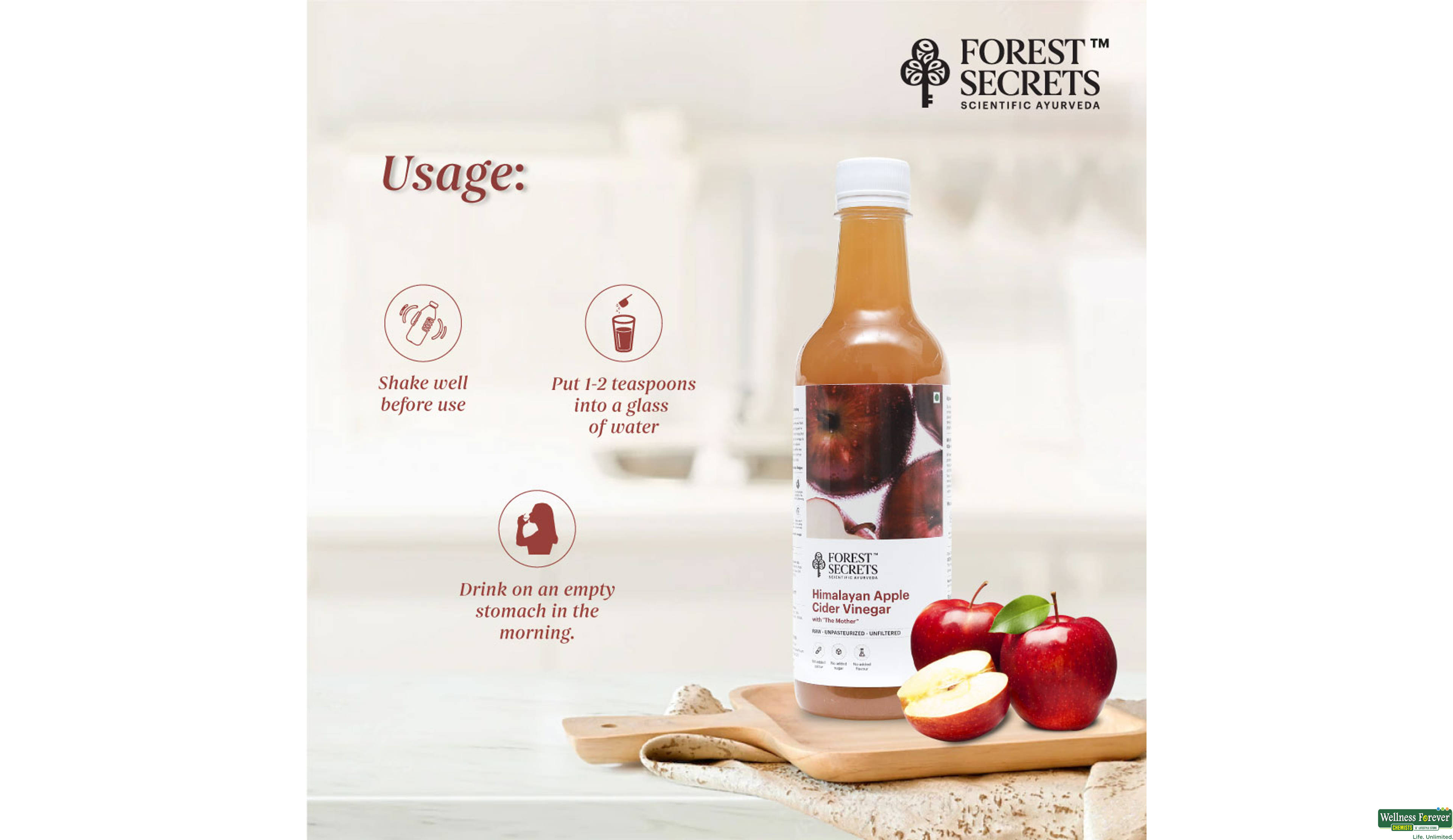 FORESTSECRETS HIMALAYAN APPLE CIDER VINEGAR 500 ML- 4, 500ML, null
