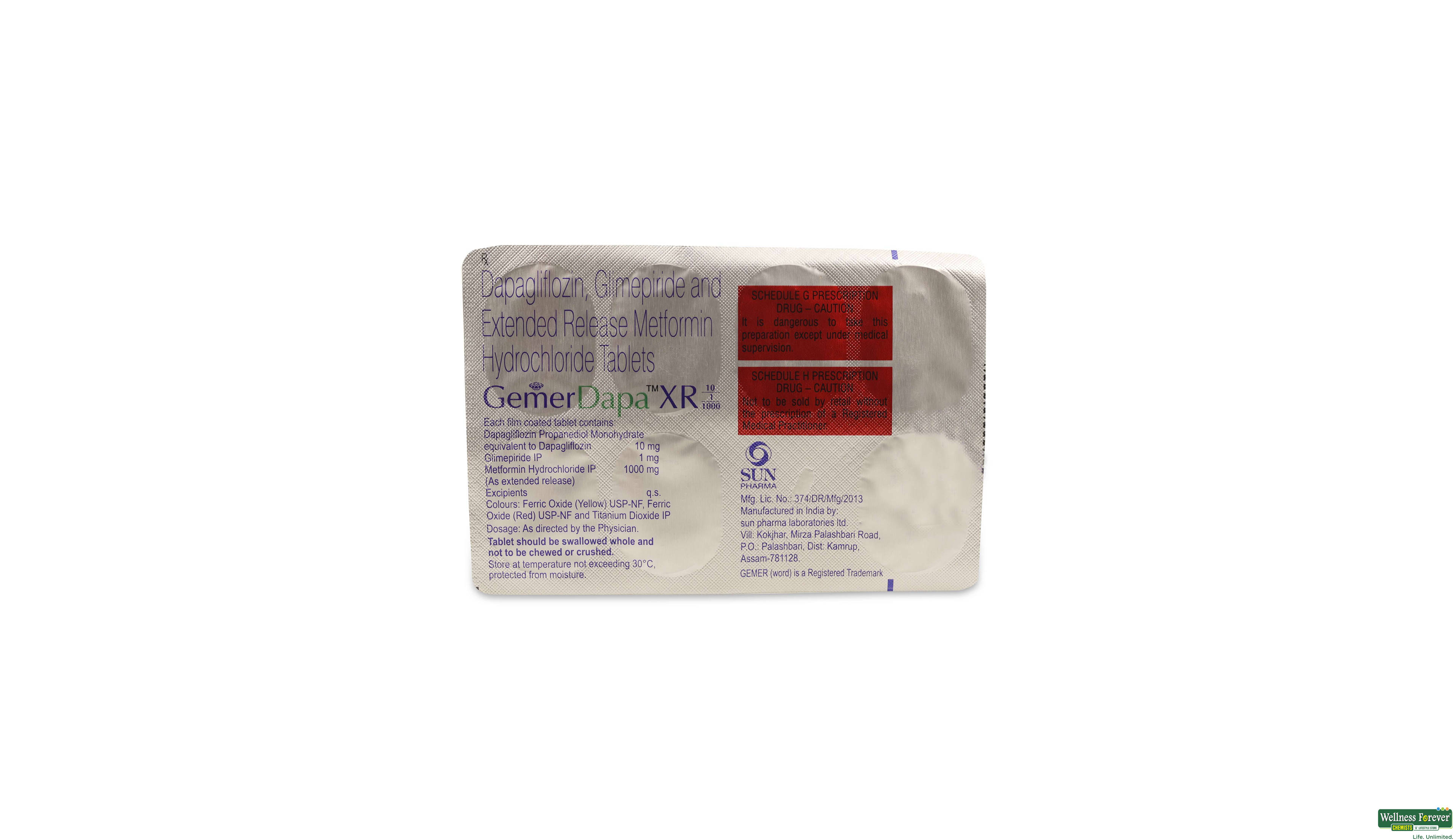 GEMER DAPA XR 10/1/1000MG 7TAB- 1, 7TAB, null