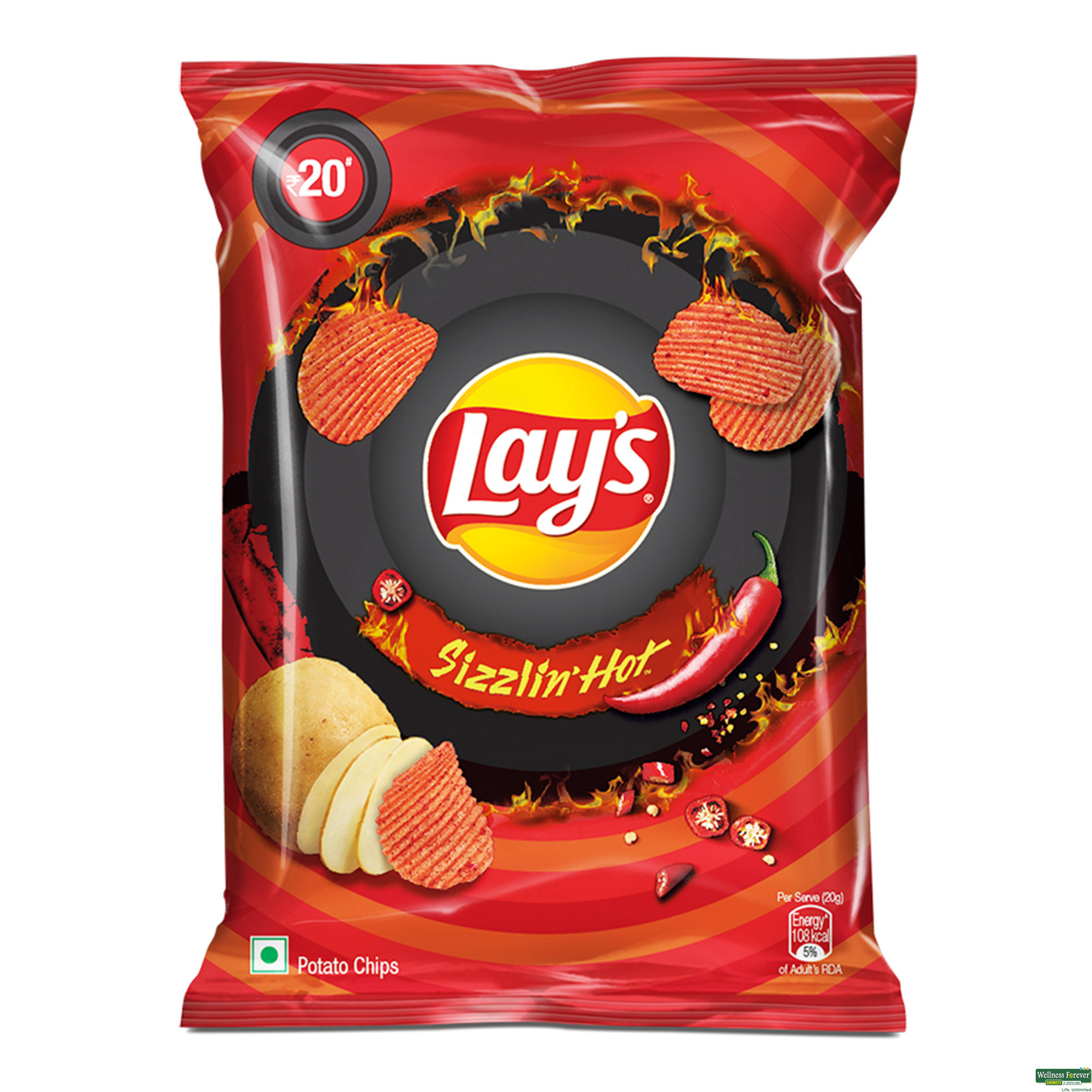 LAYS SIZZLING HOT WAVY CHIPS 40G-image