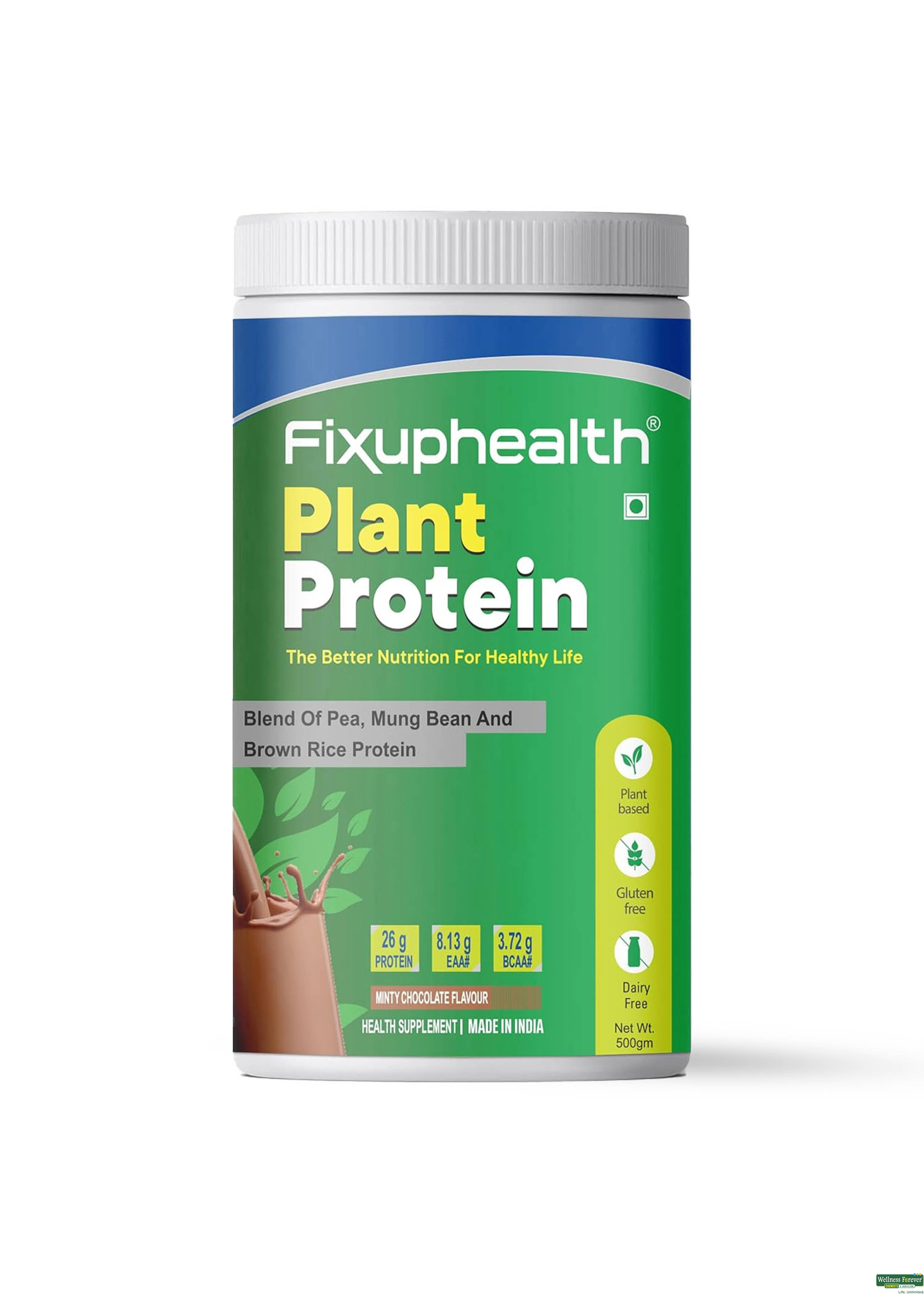 FIXUPHEALTH PLANT PROTEIN MINTY CHOC 500GM-image