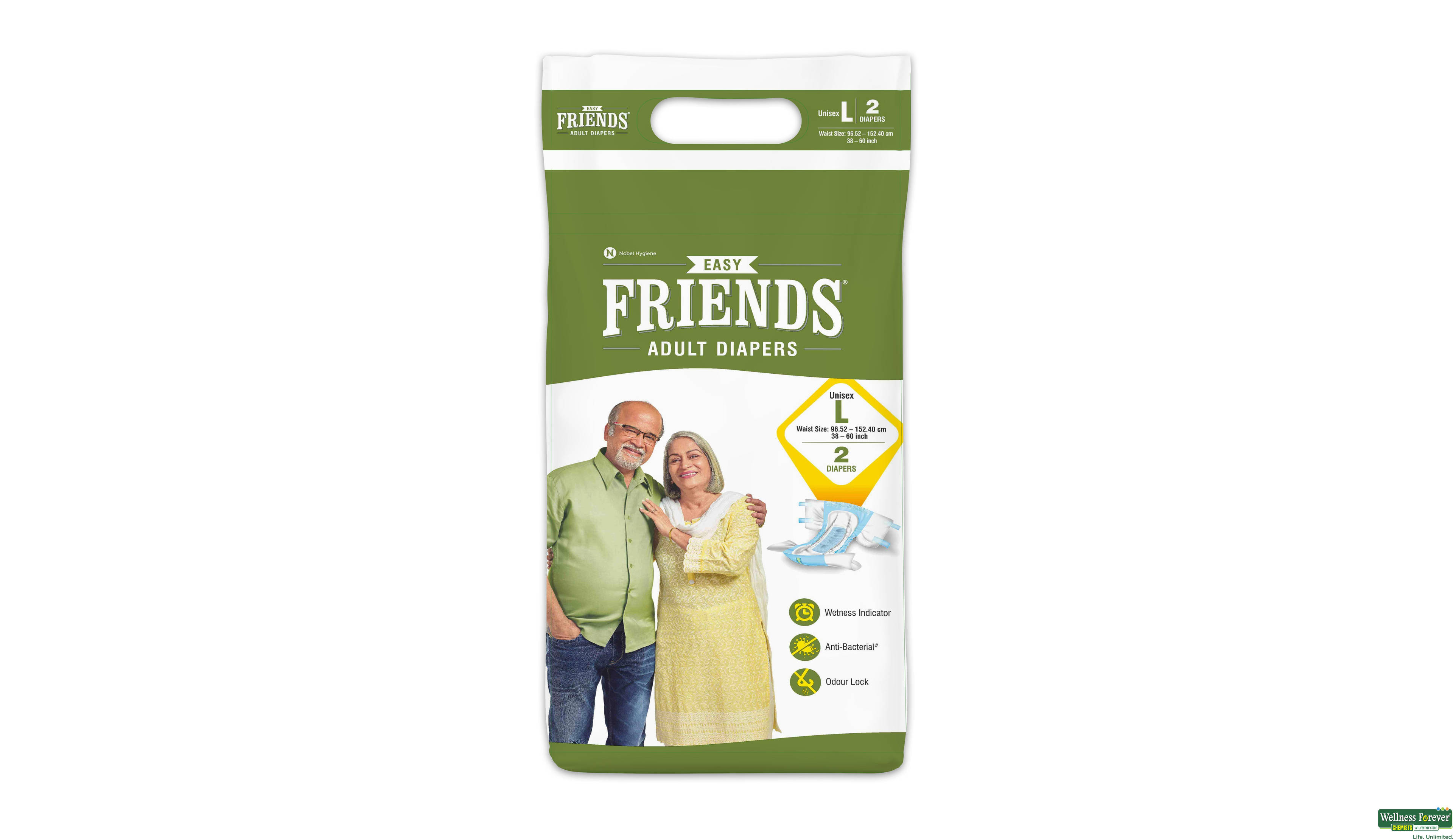 FRIENDS ADULT DIAPER EASY L 2PC- 2, 2PC, null