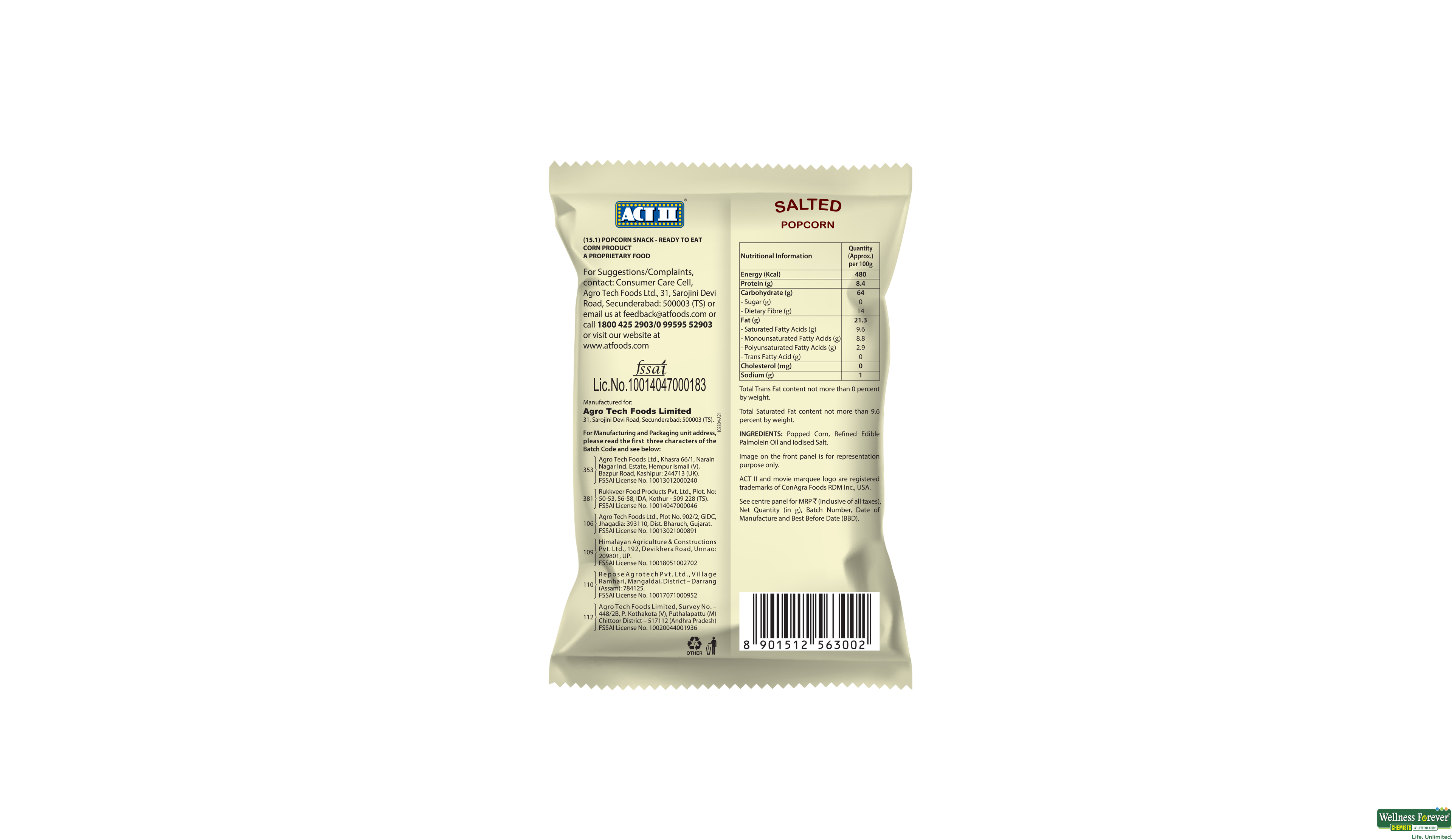 ACT II RTE SIMPLY SALTED POPCORN40G+10G 50GM- 2, 50GM, null