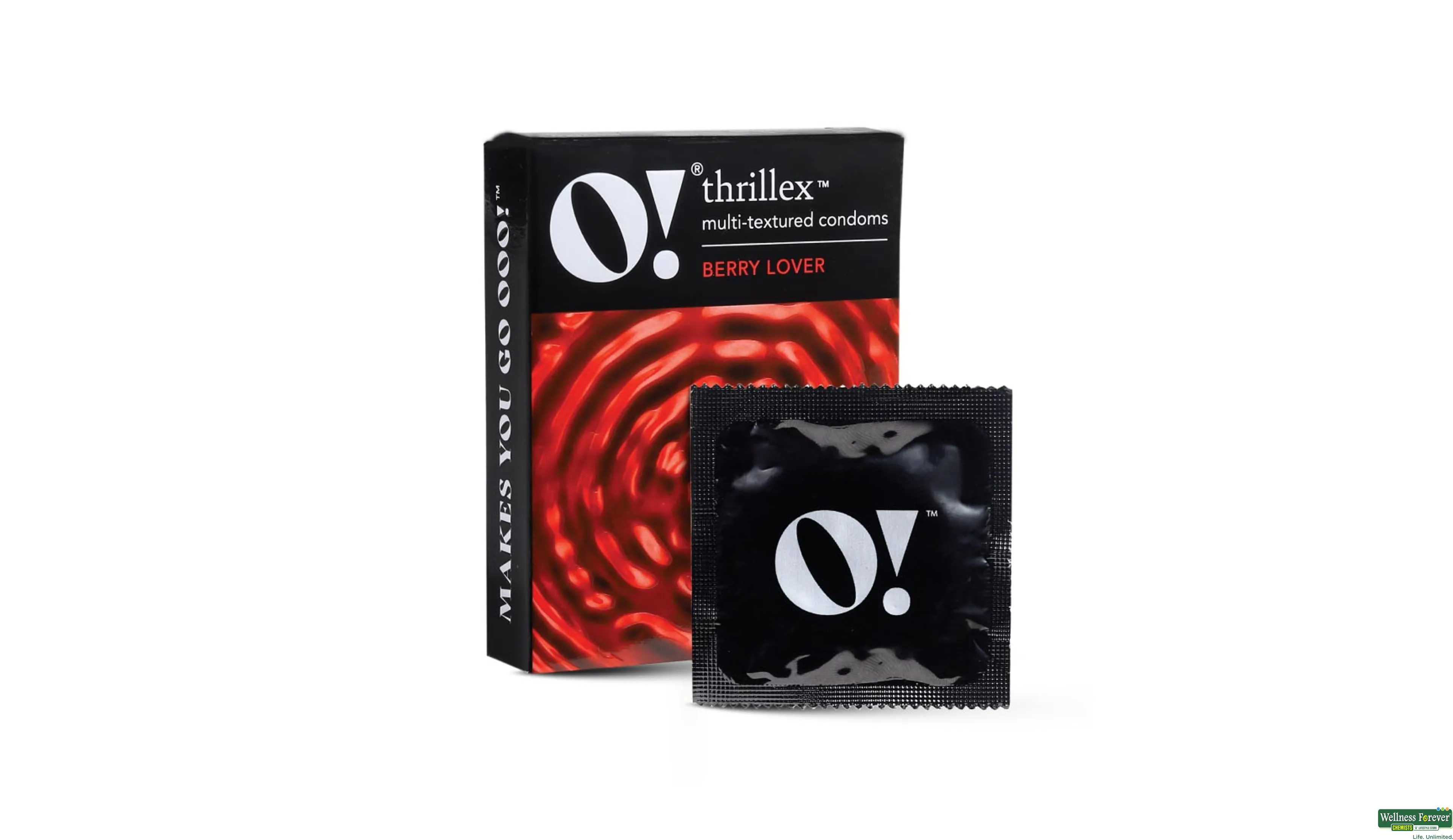 O! THRILLEX MULTI TEXTURED CONDOMS BERRY LOVER 3PC- 1, 3PC, null