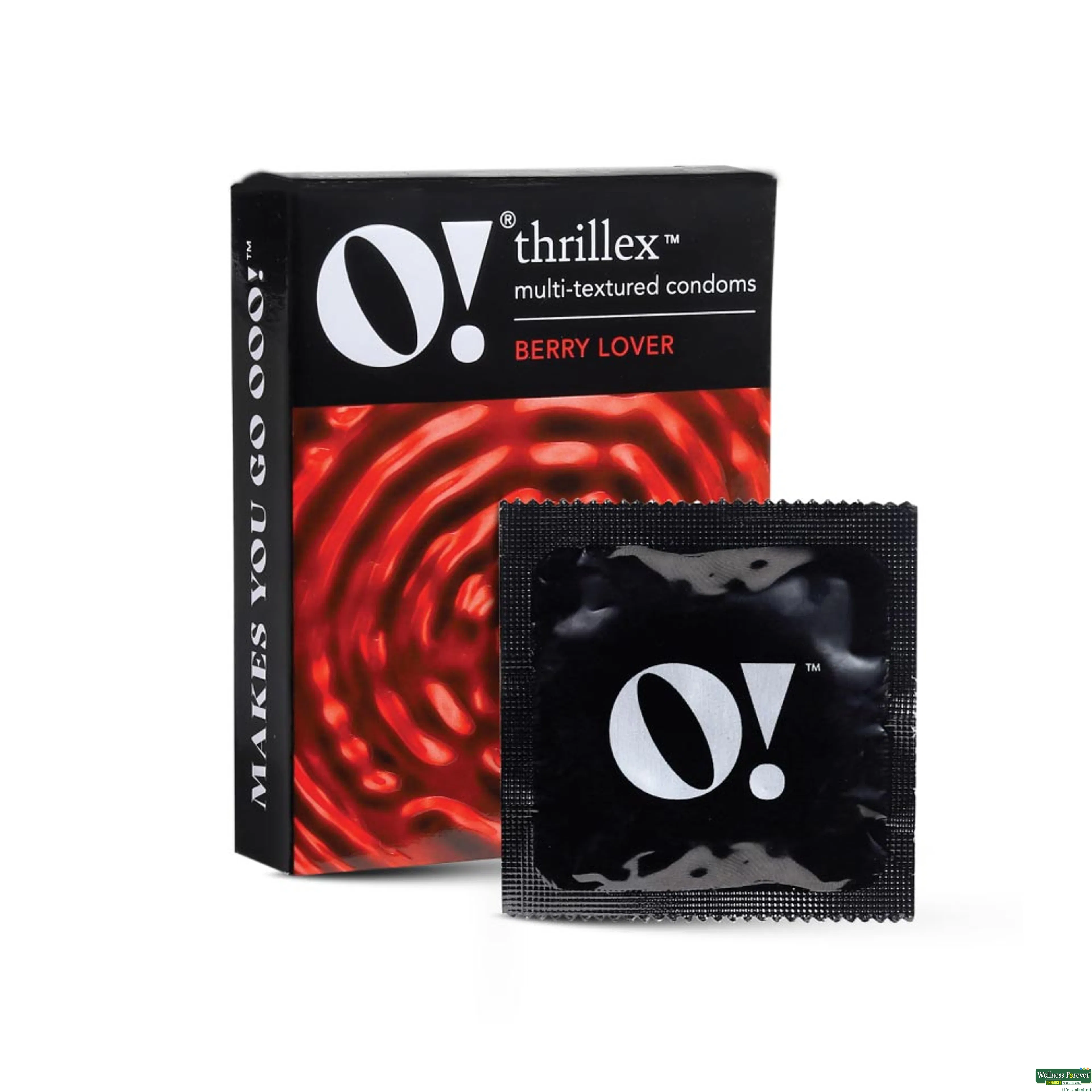 O! THRILLEX MULTI TEXTURED CONDOMS BERRY LOVER 3PC-image