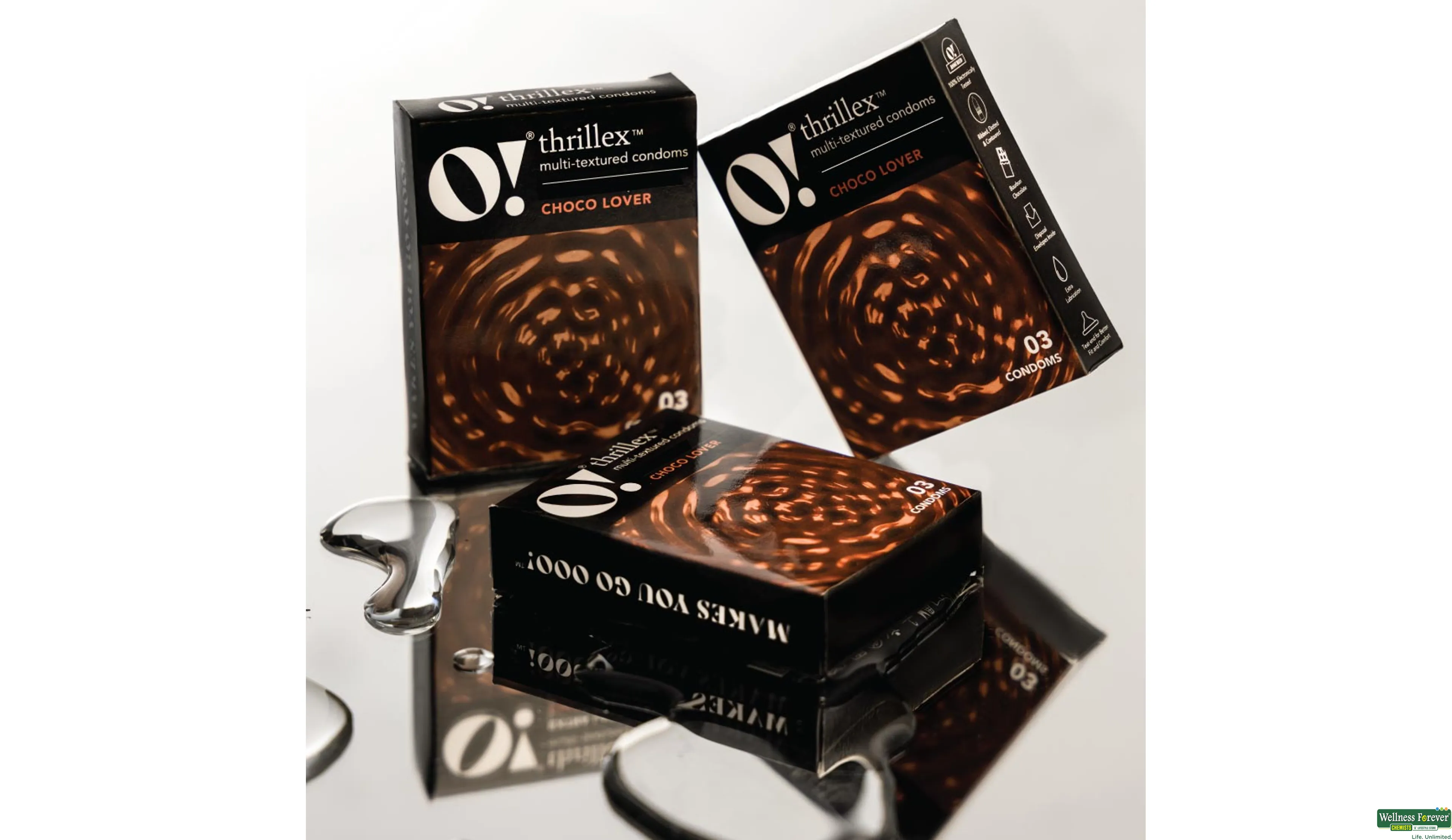 O! THRILLEX MULTI TEXTURED CONDOMS CHOCO LOVER 3PC- 3, 3PC, null