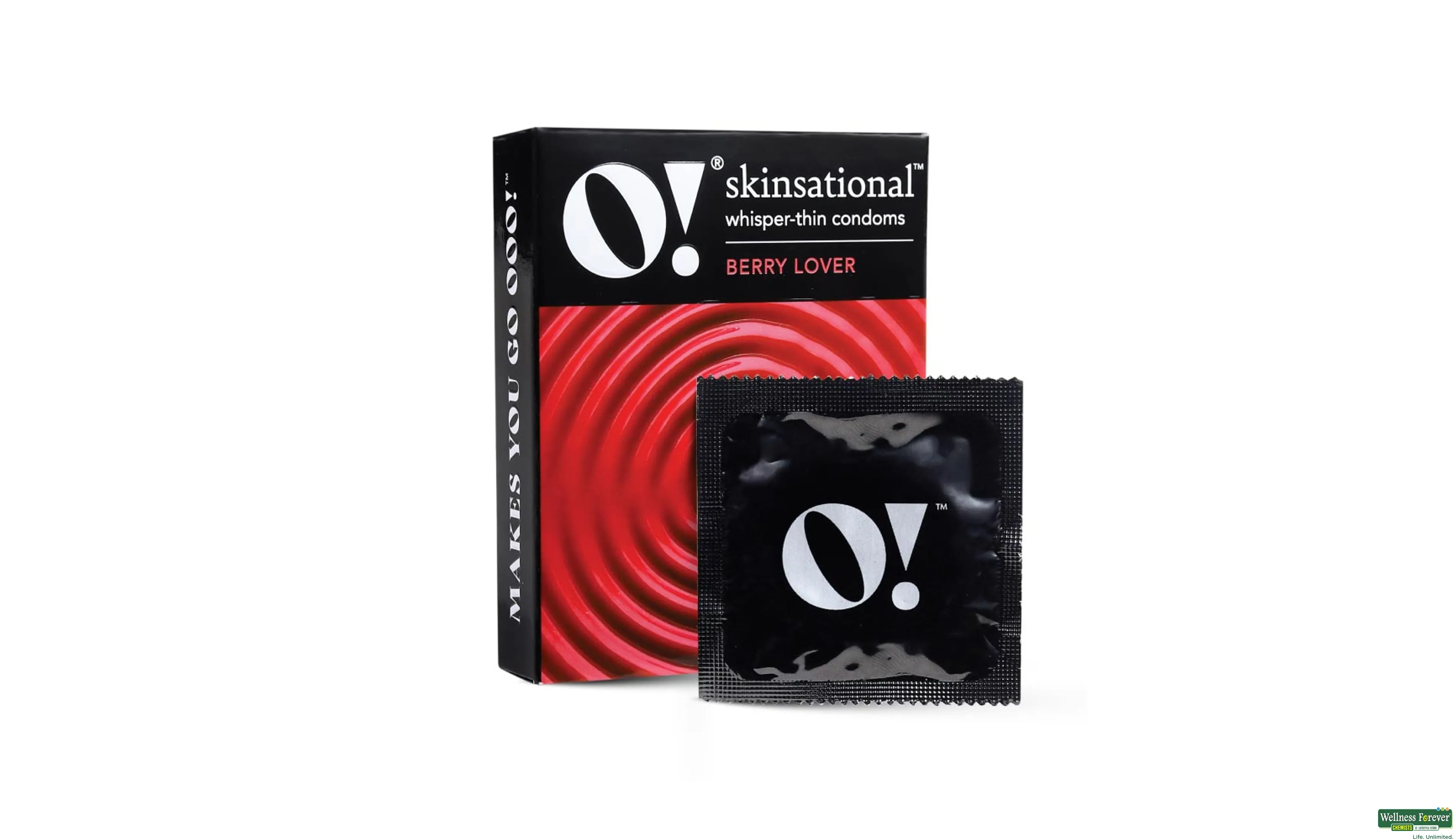 O! SKINSATIONAL WHISPER-THIN CONDOMS BERRY LOVER 3PC- 1, 3PC, null