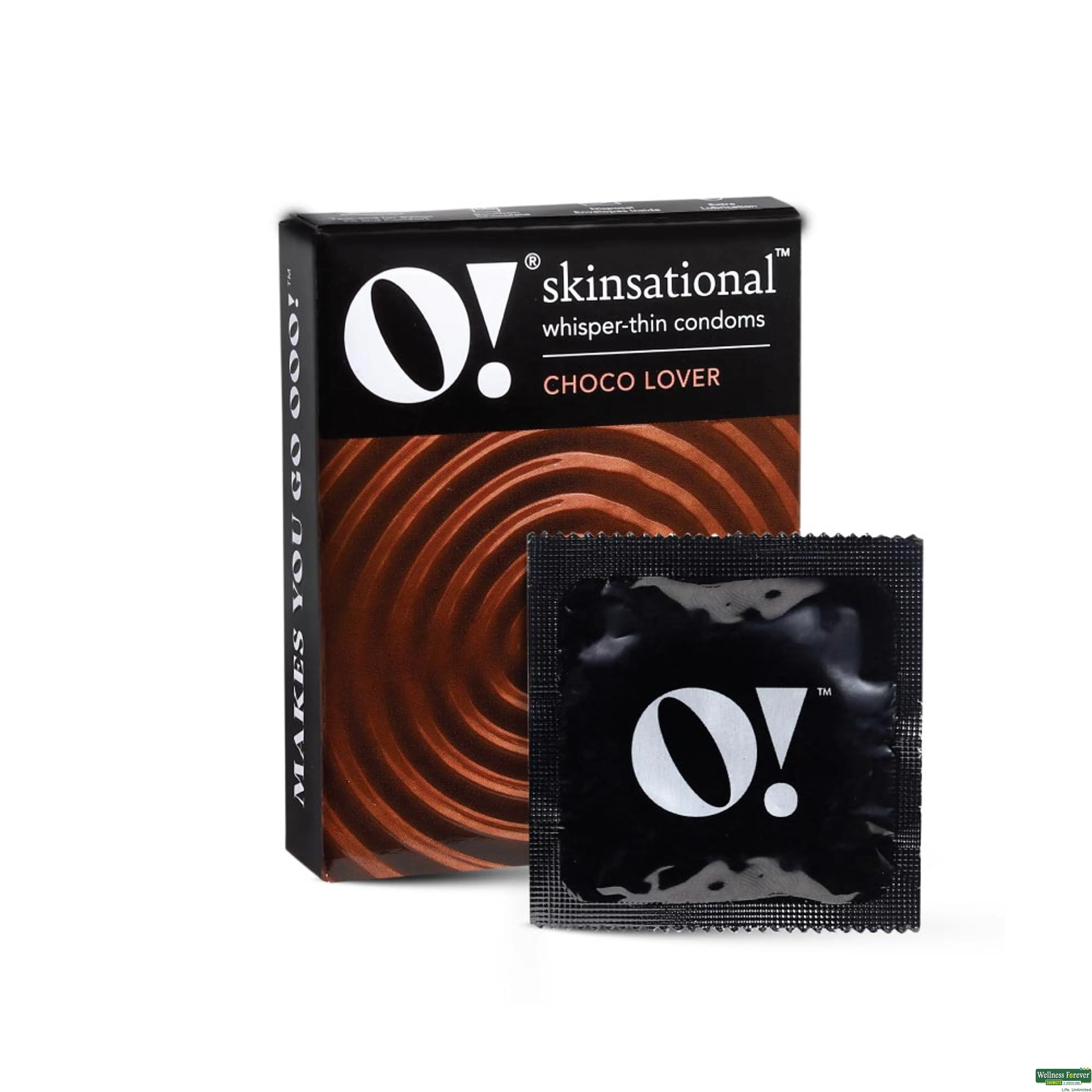 O! SKINSATIONAL WHISPER-THIN CONDOMS CHOCO LOVER 3PC-image