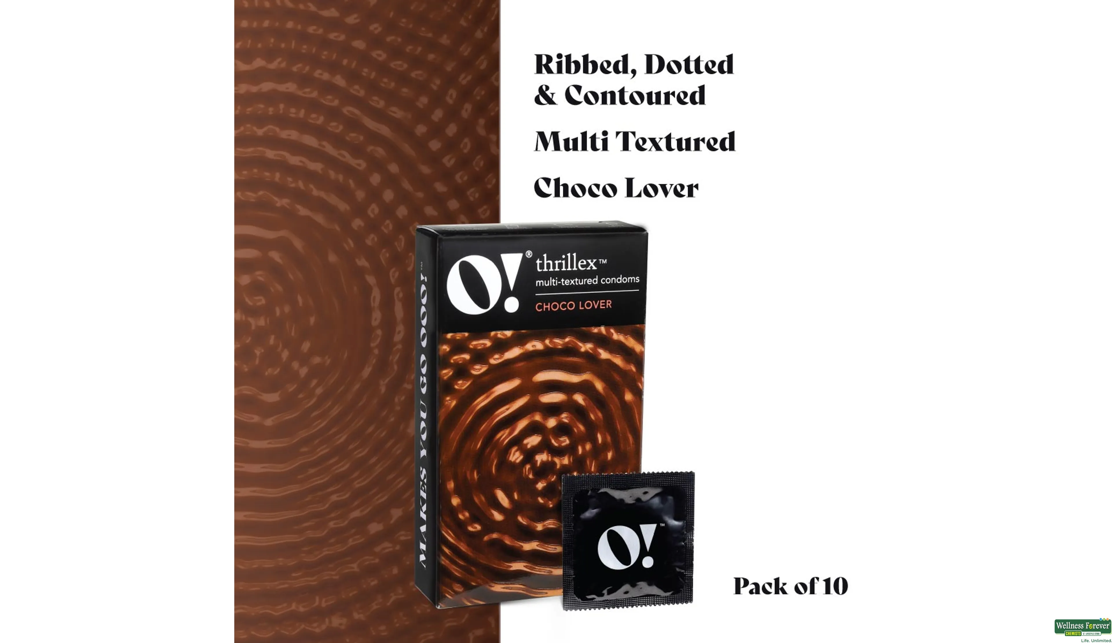 O! THRILLEX MULTI TEXTURED CONDOMS CHOCO LOVER 10PC- 4, 10PC, null