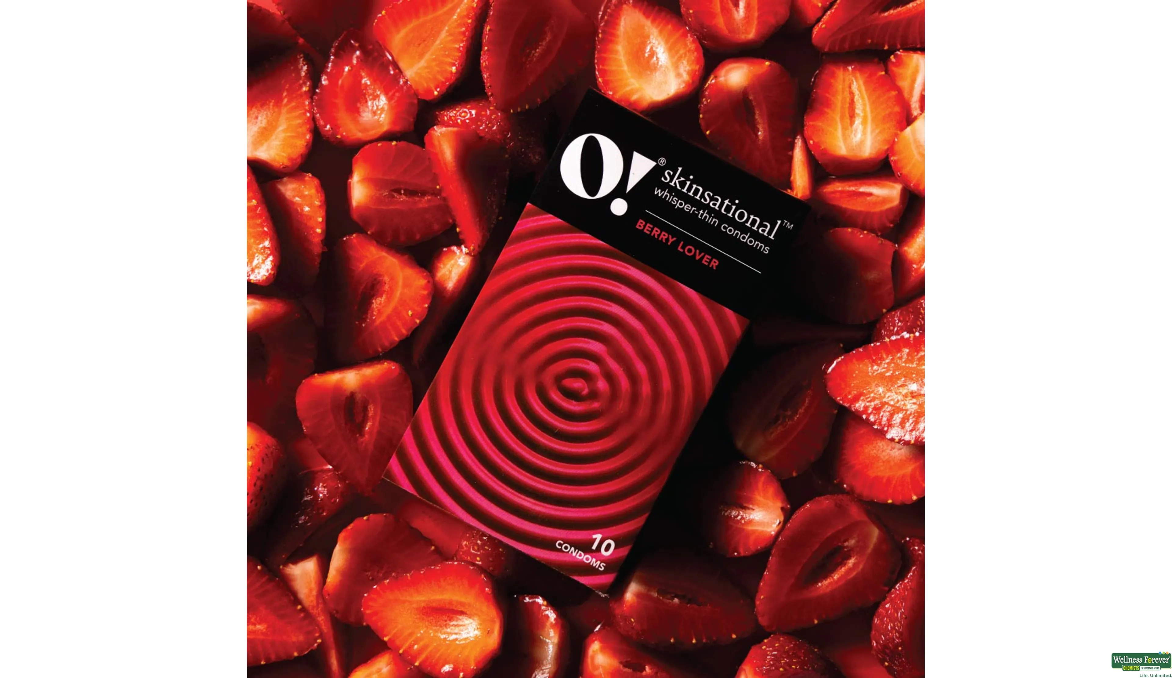 O! SKINSATIONAL WHISPER-THIN CONDOMS BERRY LOVER 10PC- 3, 10PC, null