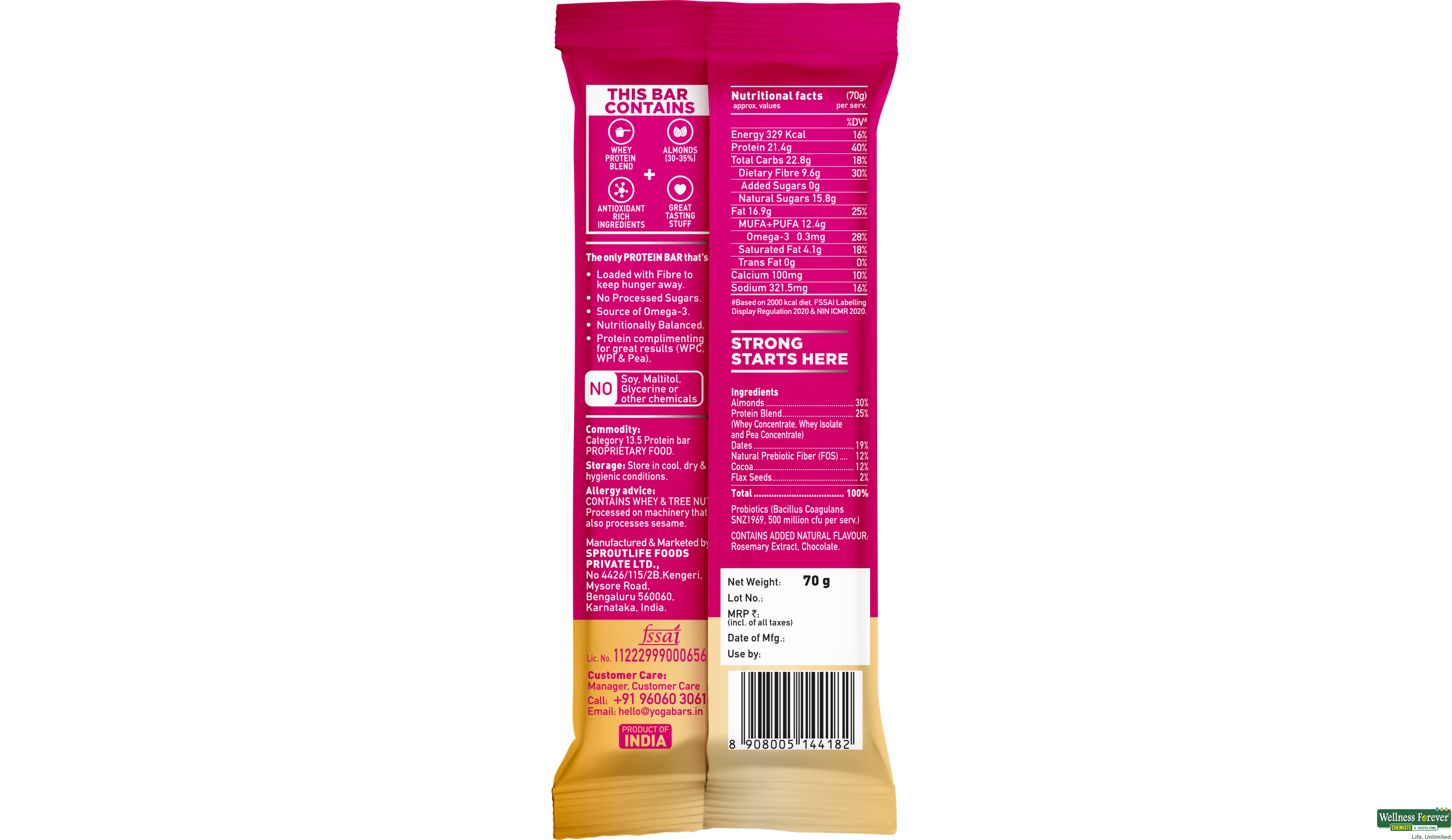 YOGA BAR 20G PROTEIN BAR DOUBLE CHOCOLATE 70G- 2, 70GM, null