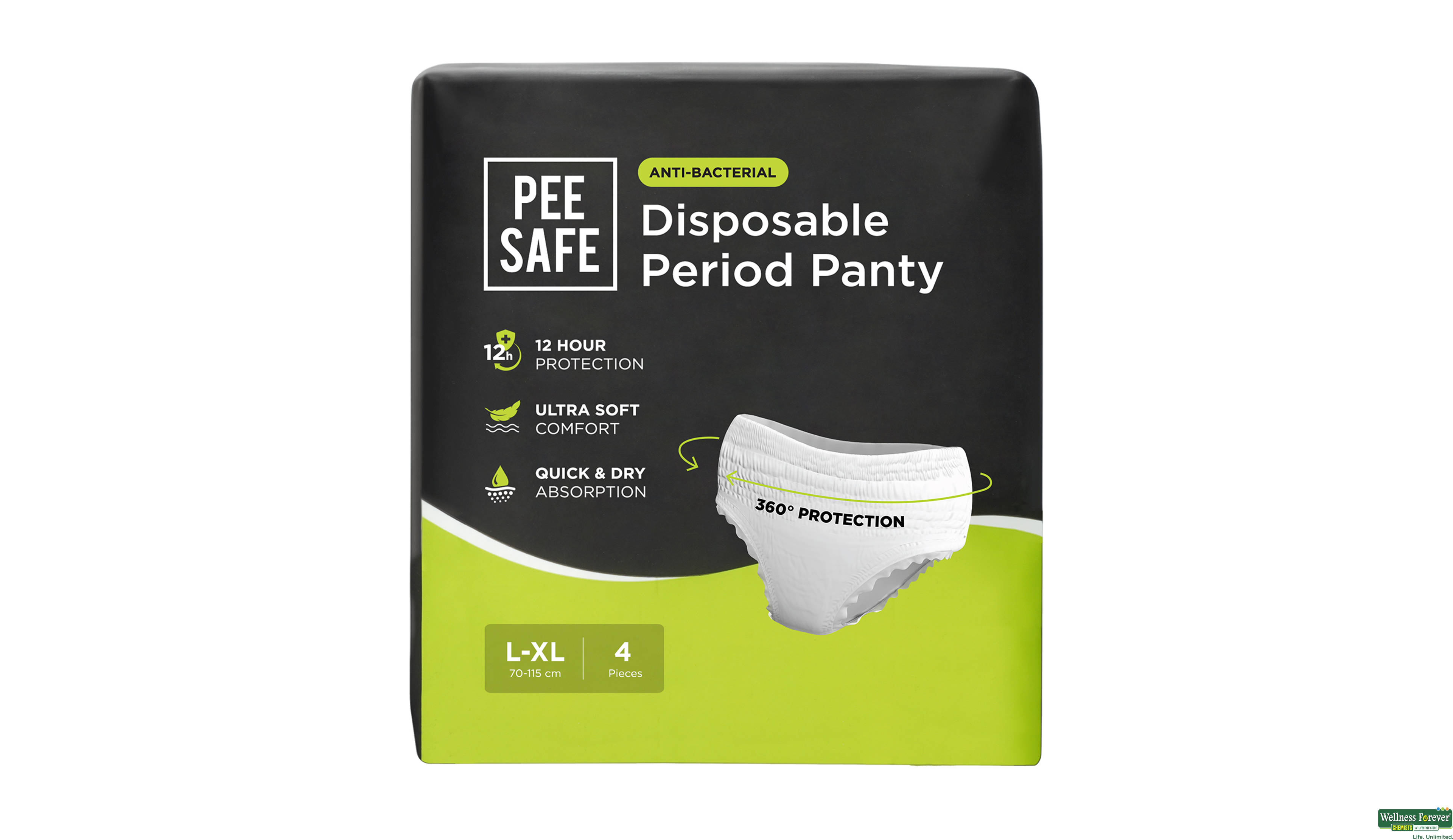 PEE SAFE DISP PERIOD PANTY L-XL 4PCS- 4, 4PC, null
